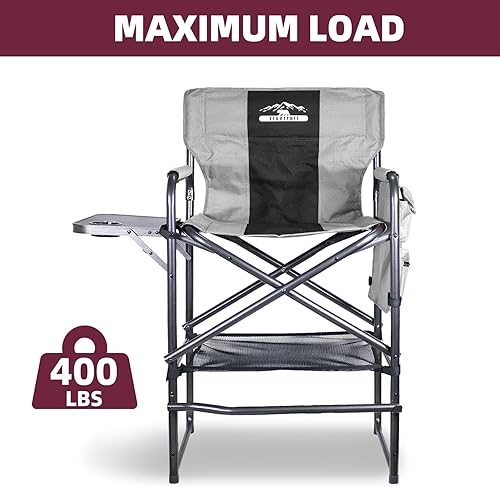 Miniatura 4 de Tall Directors Silla de 30 pulgadas de altura del asiento, silla plegable de altura de barra con mesa auxiliar, silla de campamento plegable con