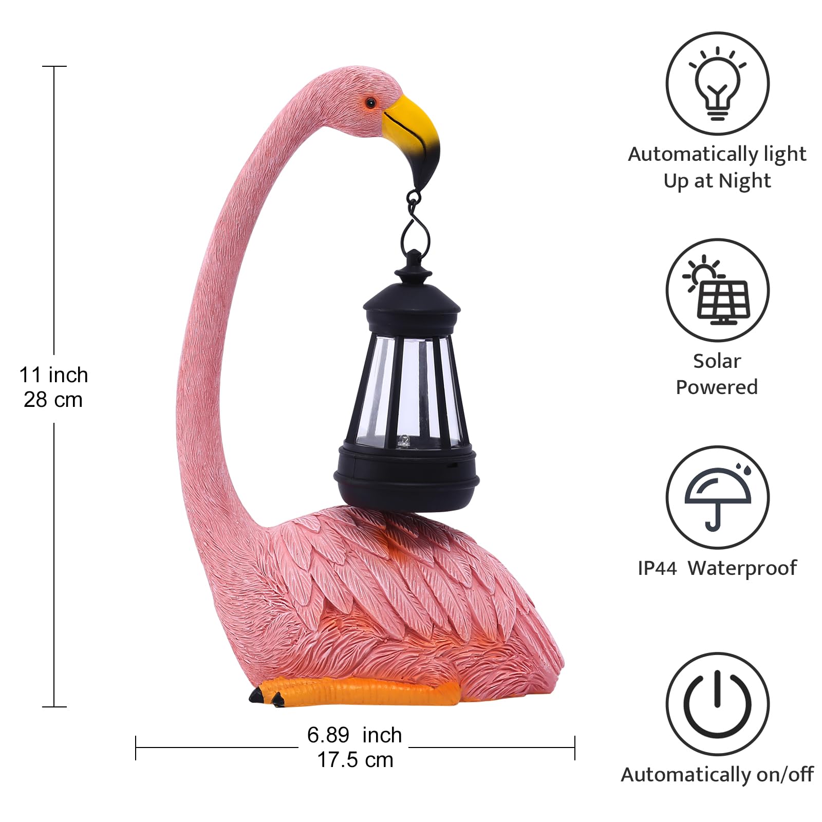 Philodwell Estatuas De Flamenco Para Decoración De Jardín: Escultura De Figuras Al Aire Libre Con Linterna Para Césped, Patio, Balcón, Regalos Para Mamá Y Abuela