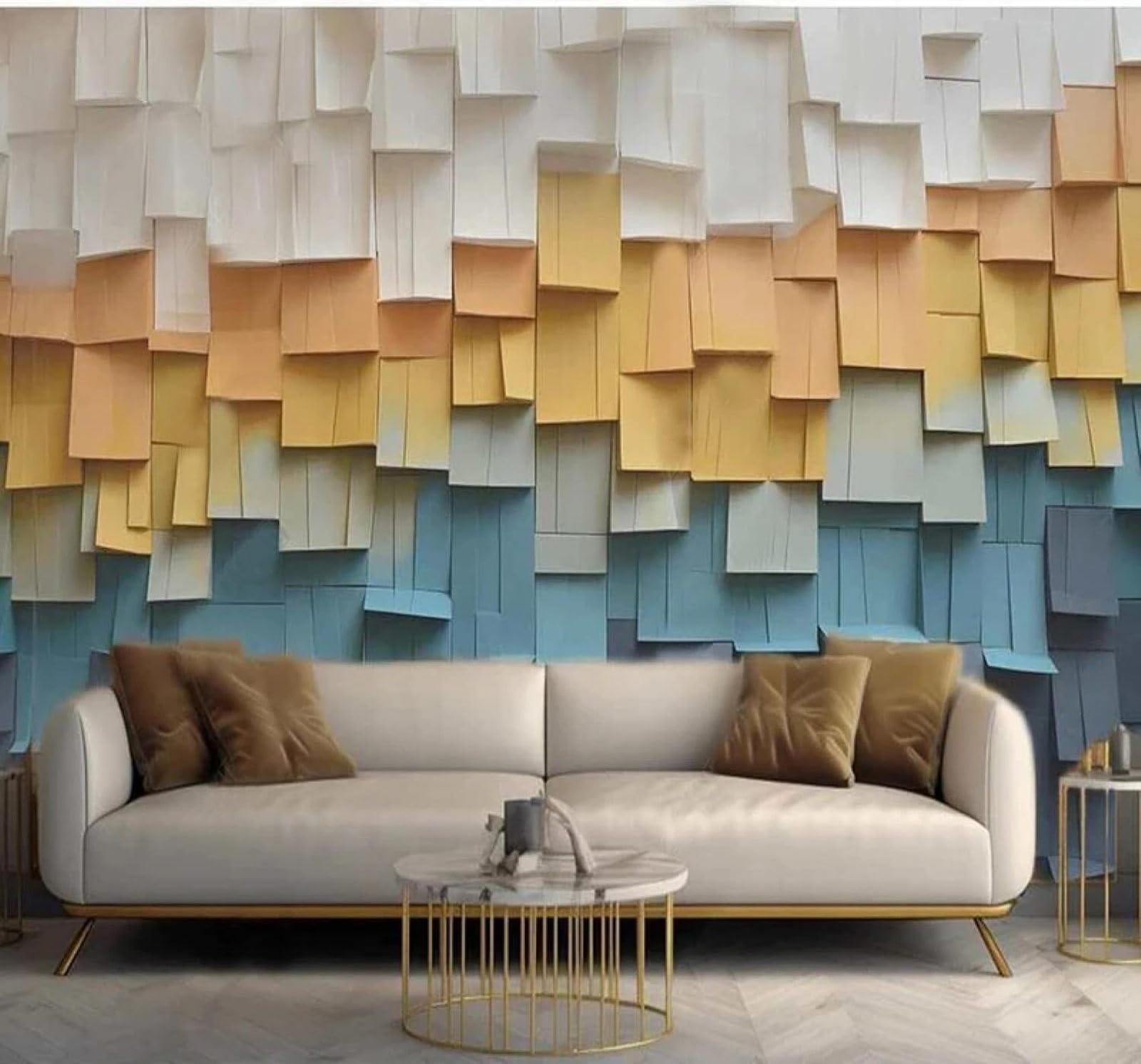 XLMING Abstract Colourful Blocks Geometric Patterns 3D Wallpaper Luxury Silk Study Dining Feature Sofa Grey Bedroom Living Room Tv Decorative Wall-250cm×170cm