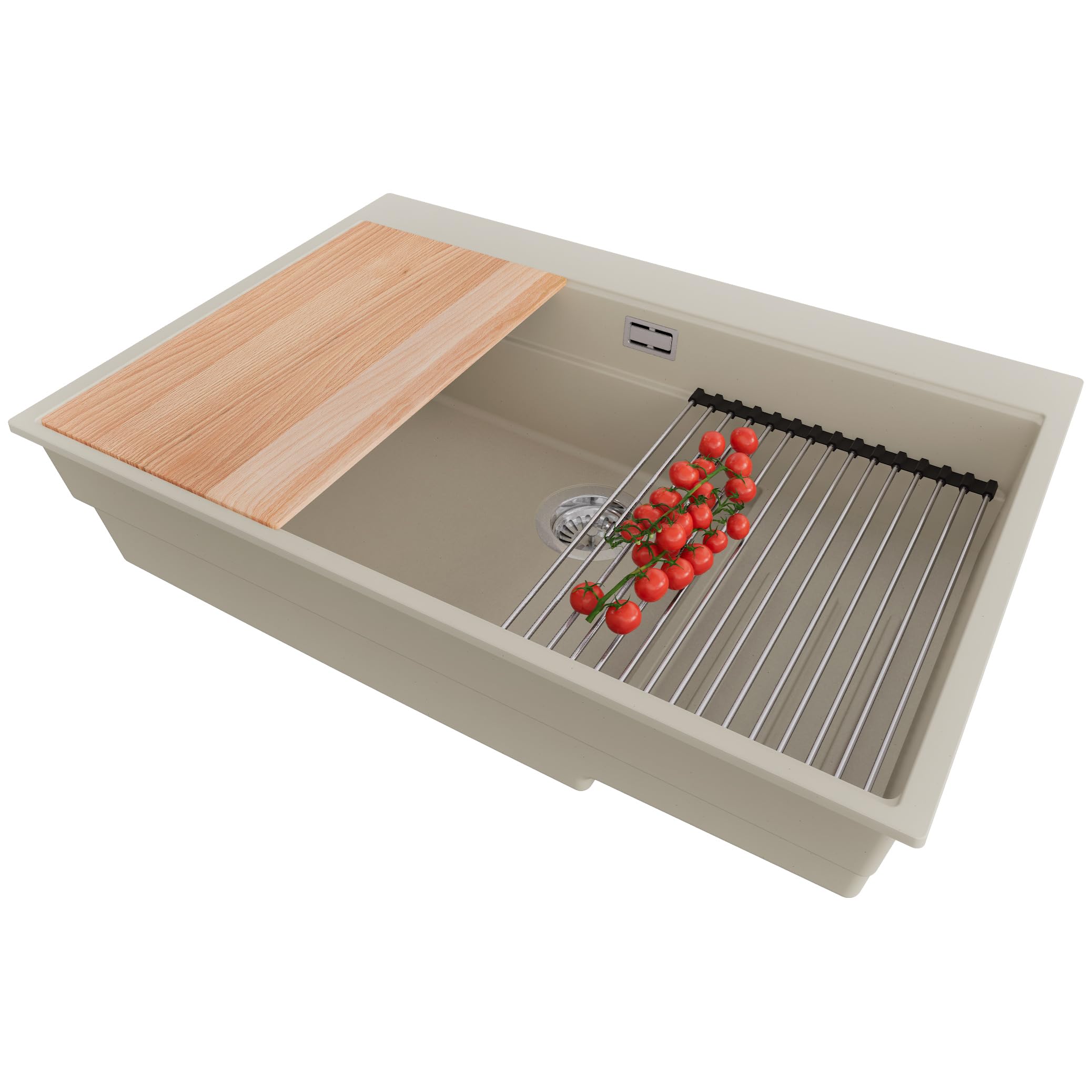 Évier cuisine granit beige Oslo S100 Primagran 78x53cm encastrable meuble 80cm