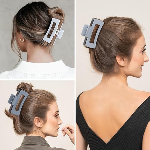 Miniatura 6 de Sisiaipu Pinzas grandes para el cabello de 4 pulgadas, 6 pinzas grandes para cabello grueso, pinzas cuadradas para el cabello para mujeres, pinzas