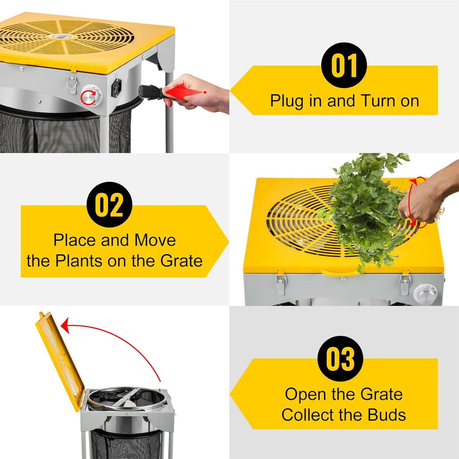 Recortadora automática de cogollos y Hojas, Recortadora rotativa eléctrica, con Protector de Seguridad y Mango, para Cortar Hojas secas y mojadas.