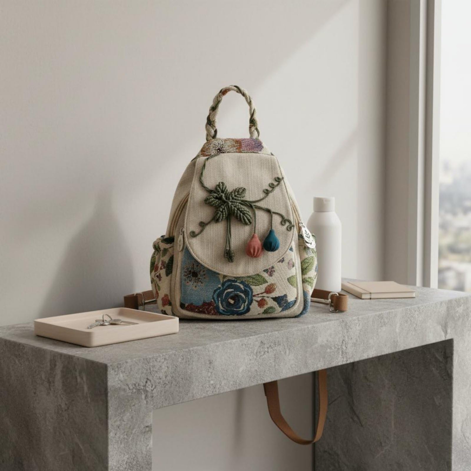 Zaino Boho Zaino Donna Zainetto Borsa a Tracolla Borsa Multiuso in Tela con Design Convertibile E Spallacci Regolabili per Portabilità Adatto a Pendolarismo Viaggi Casual Scuola
