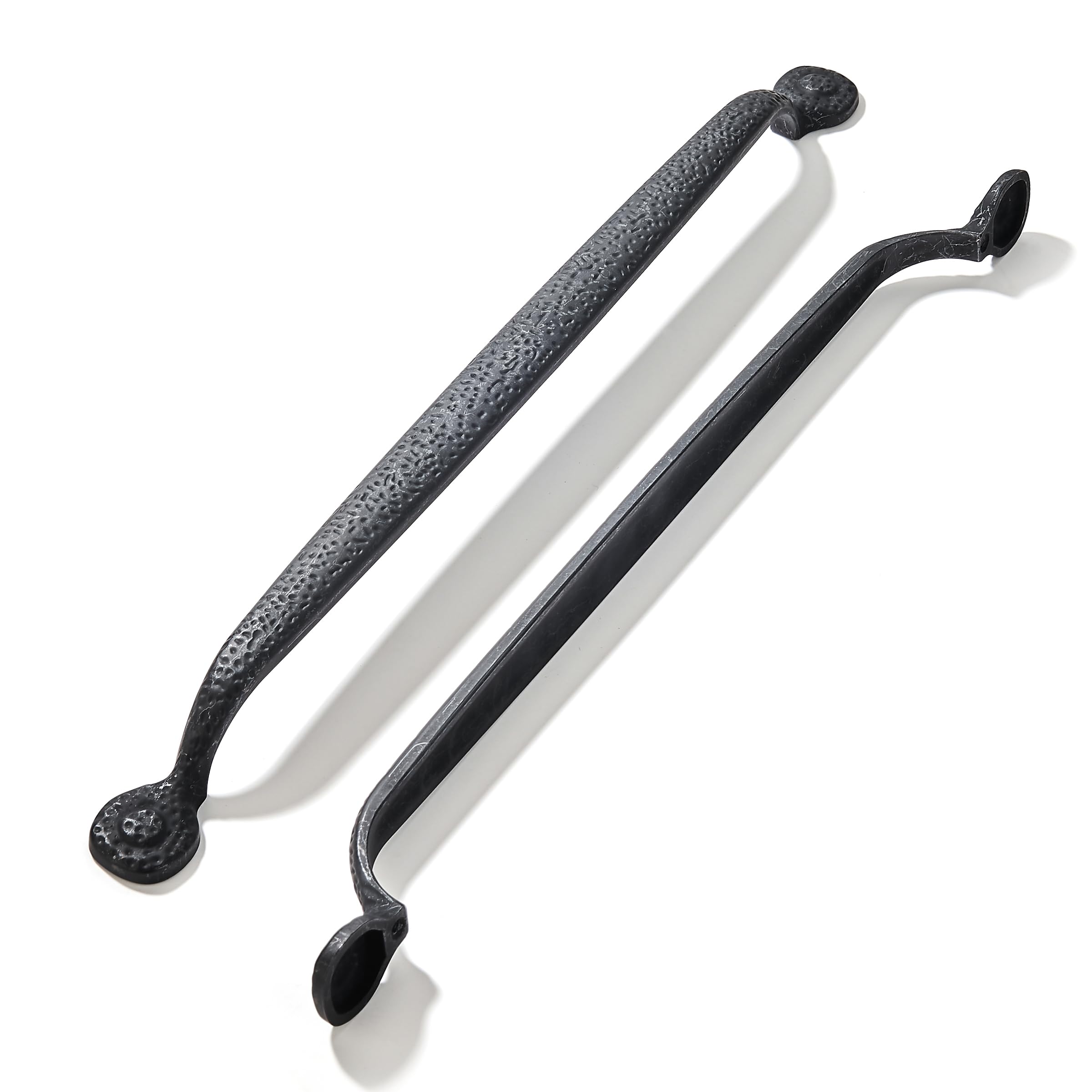 CABDM 2 Pack 12 Inch (305mm) Rustic Black Iron Cabinet Pulls, Antique Black Hammered Kitchen Cabinet Hardware Vintage Pulls for Drawers