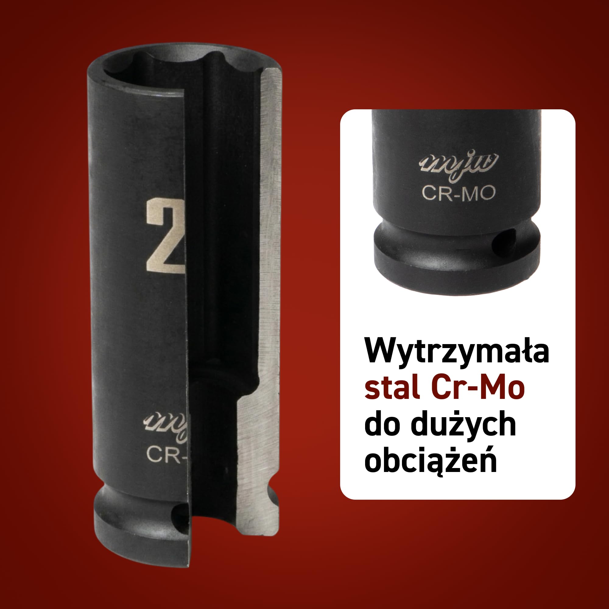 MJW Nasadki udarowe CrMo 1/2" 35 el. (8–32 mm krótkie, 10–32 mm długie) – zestaw nasadek udarowych do kluczy udarowych i narzędzi ręcznych – do garażu i profesjonalnego warsztatu