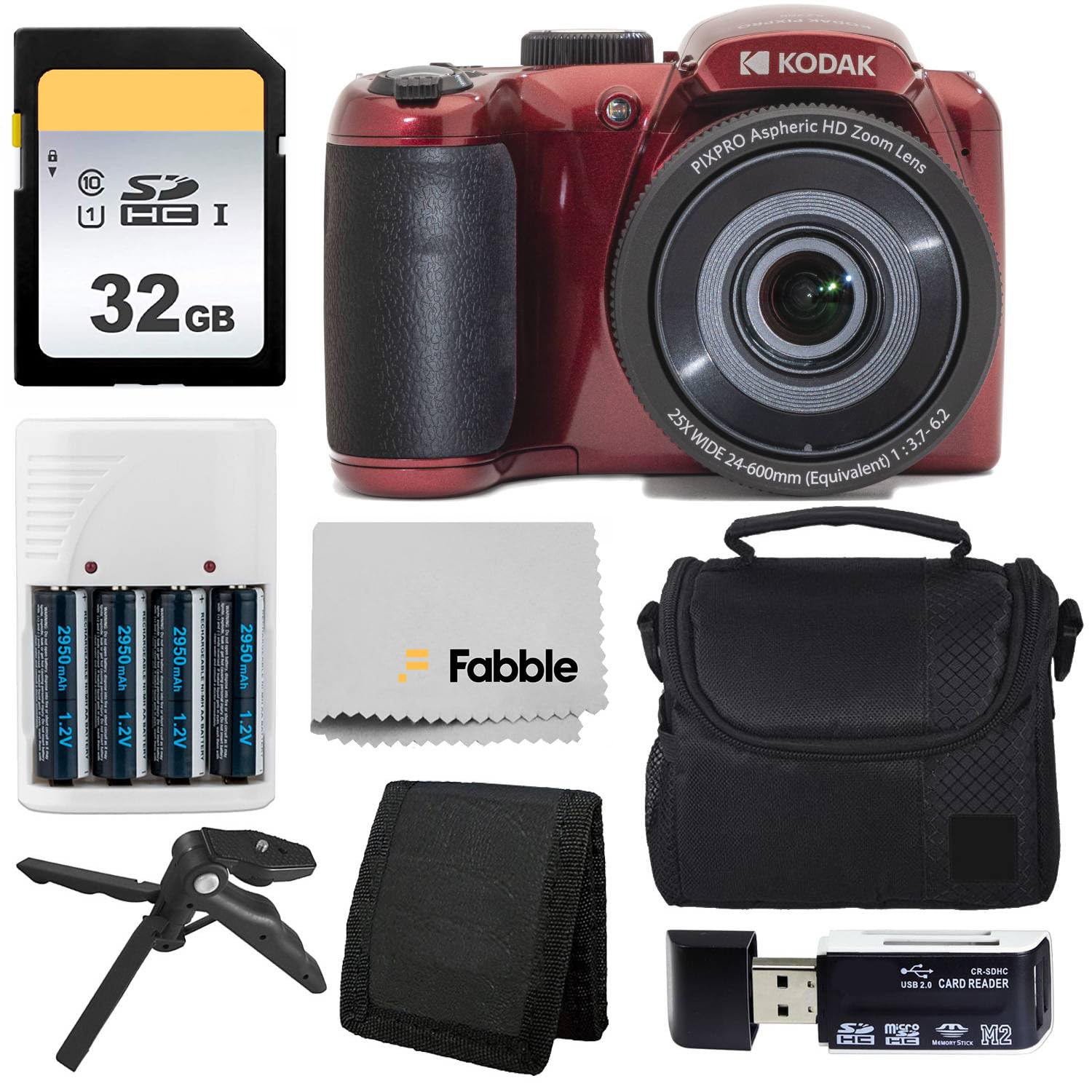 Amazon.com : Kodak PIXPRO AZ255 Digital Camera (Red) Bundle + 32GB