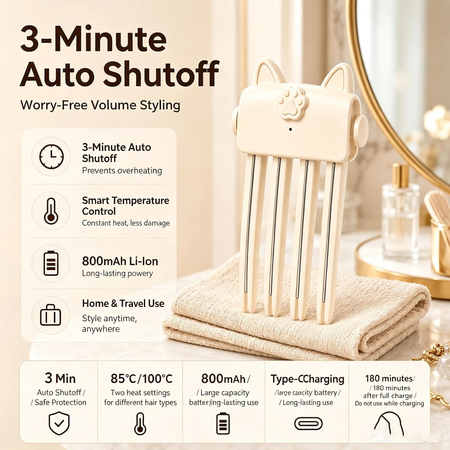 Wireless Heated Volumizing Root Lift Clip, Beheizter Volumen Clips Haare, Heated Root Volume Hair Clip, Instant Hair Ro-ot Fluffing, Wireless Ha-ir Volumizer for Flat Fine H-air，2 Stück D