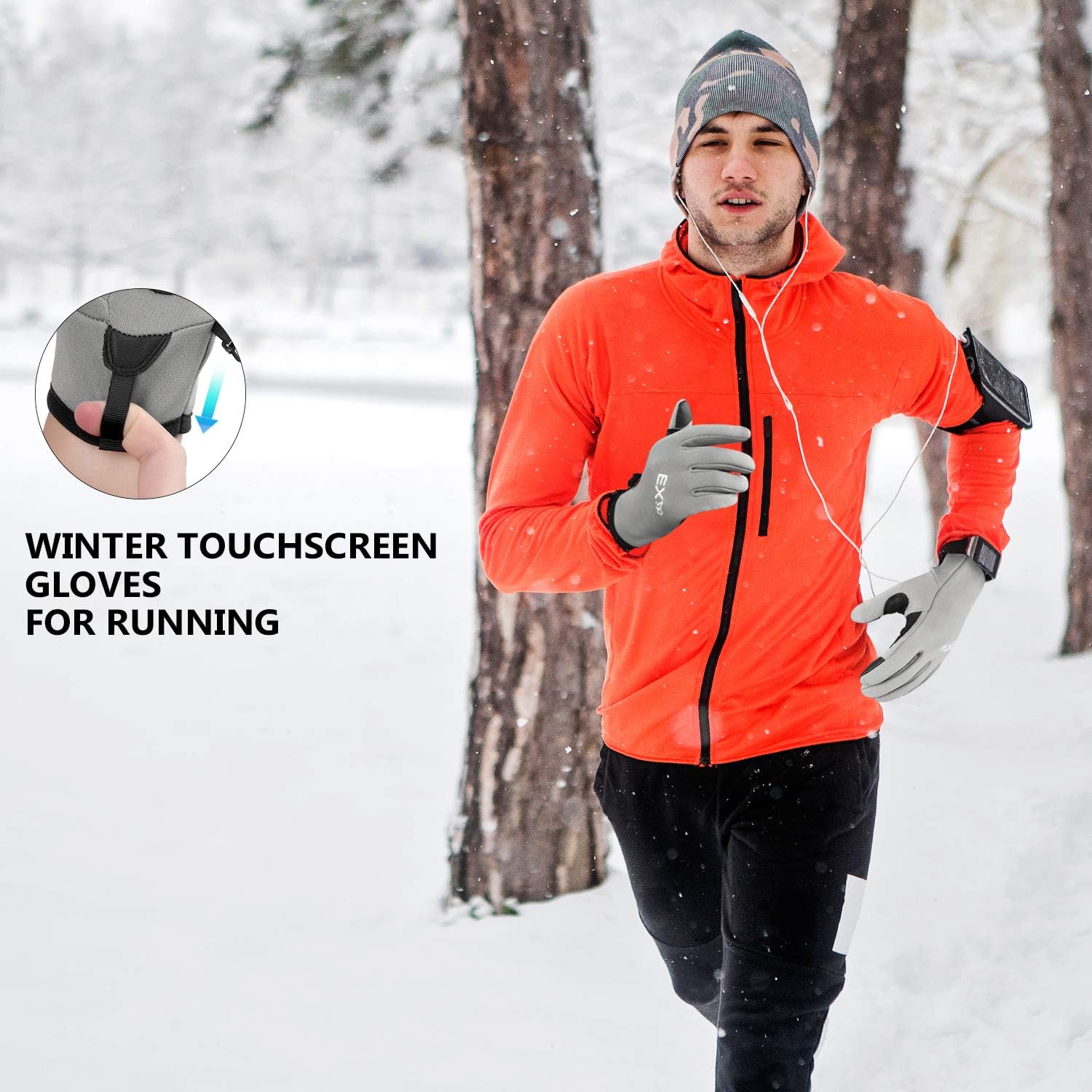MCTi Touchscreen Gloves Fleece Lined Goatskin Palm Lightweight for Running Driving
