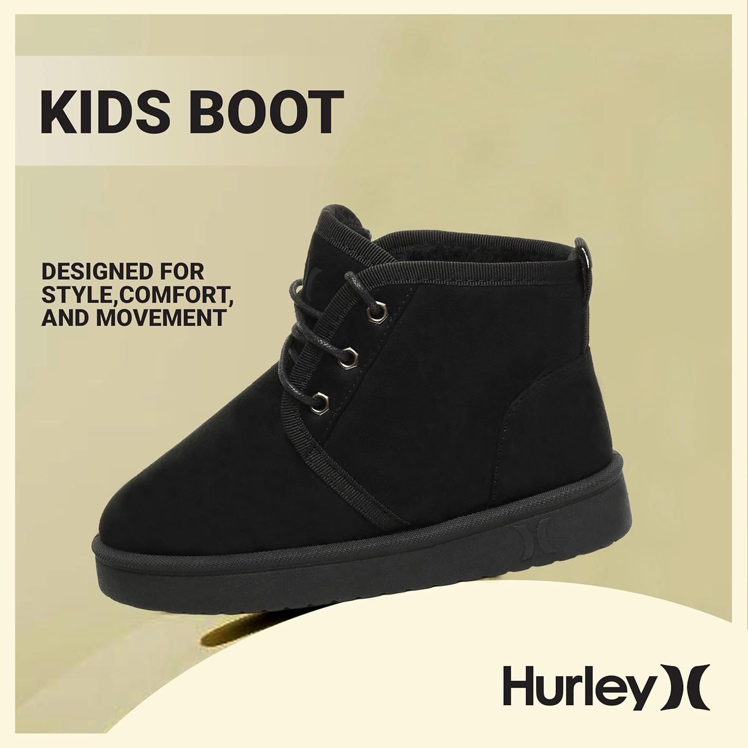 Hurley Kids Mosi Winter Boots - Fleece Lined Suede Snow Boots for Boys and Girls with Non-Slip Sole, Kids lace up Winter Boots - Image 2