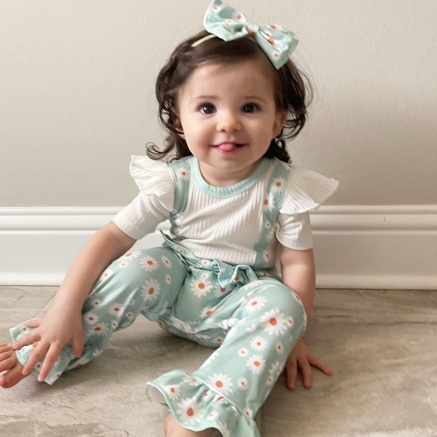 HINTINA Newborn Baby Girl Romper Outfits Short Sleeve Jumpsuit Clothes Set - Image 2