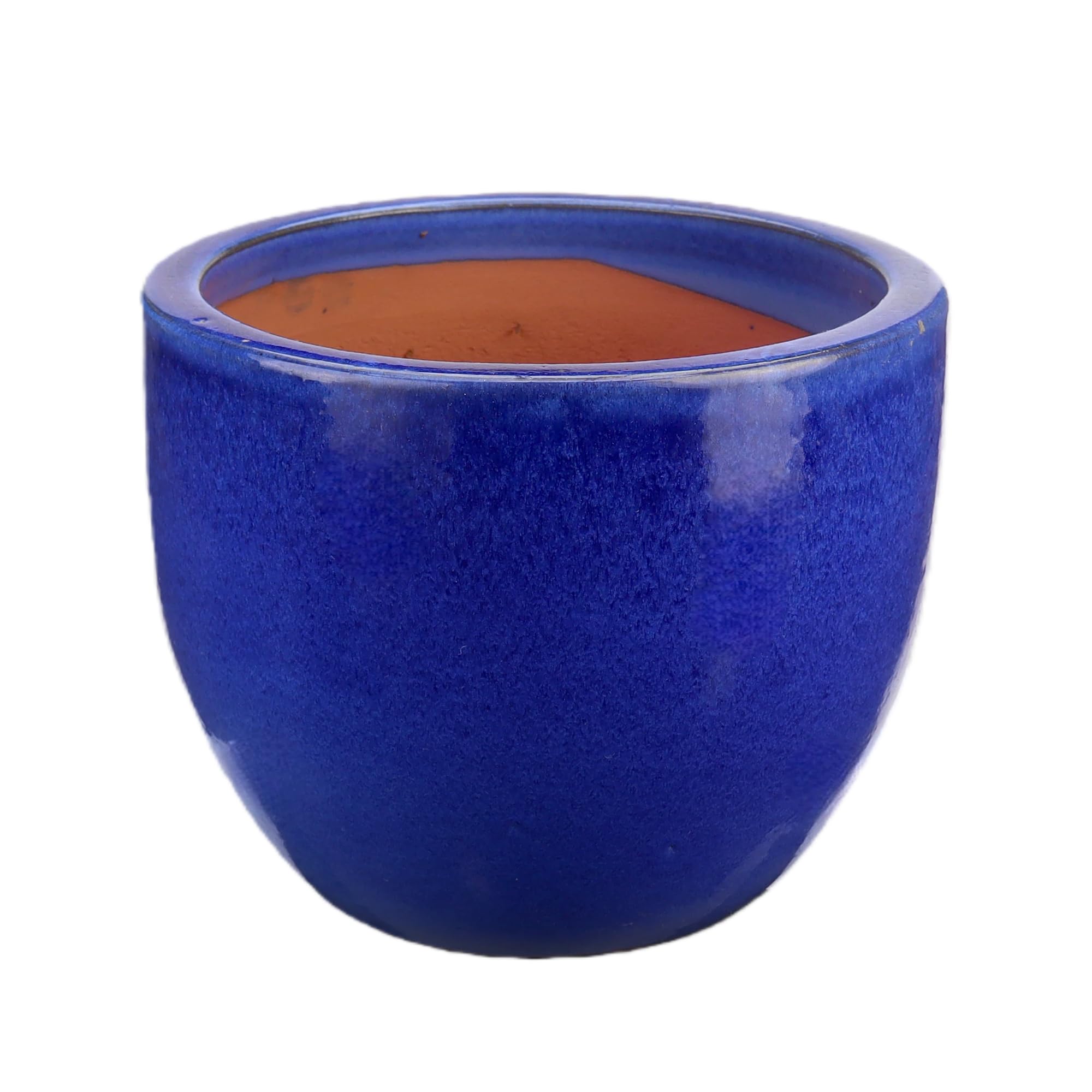 Steinzeug-Blumentopf/Pflanzkübel Eiertopf Blau 36x30cm frostfest