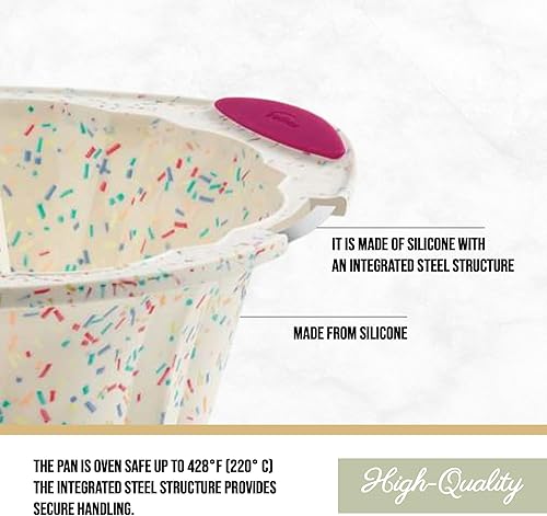 Miniatura 3 de Trudeau 5118558 - Molde de silicona para hornear con estructura acanalada, tamaño mediano, confeti blanco