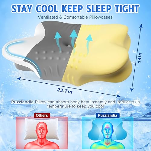 Miniatura 4 de Almohadas cervicales para el cuello con espuma viscoelástica, almohadas ergonómicas de apoyo para el cuello para aliviar el dolor, espuma