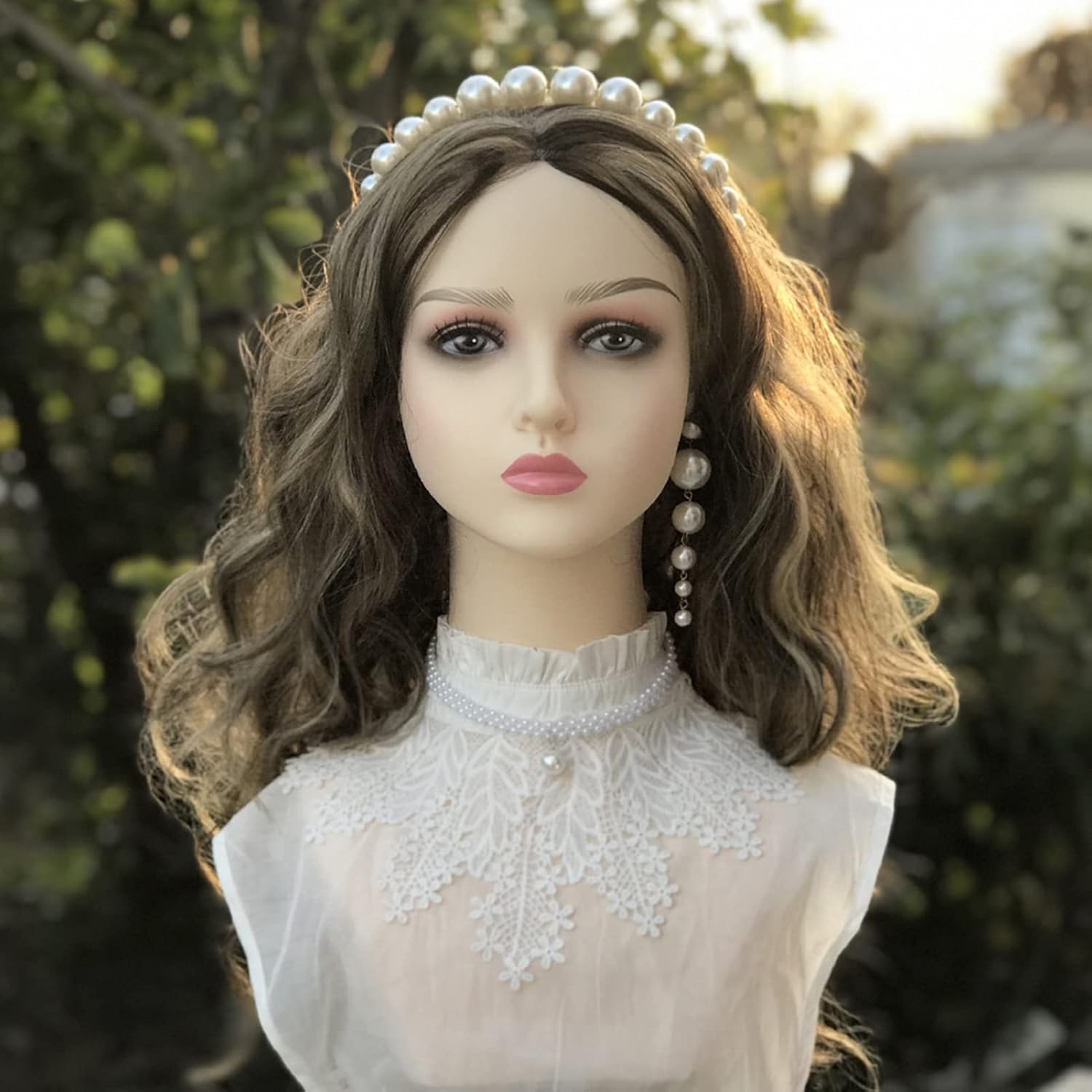 TDHLW Realistic Female Mannequin Head with Shoulder Manikin