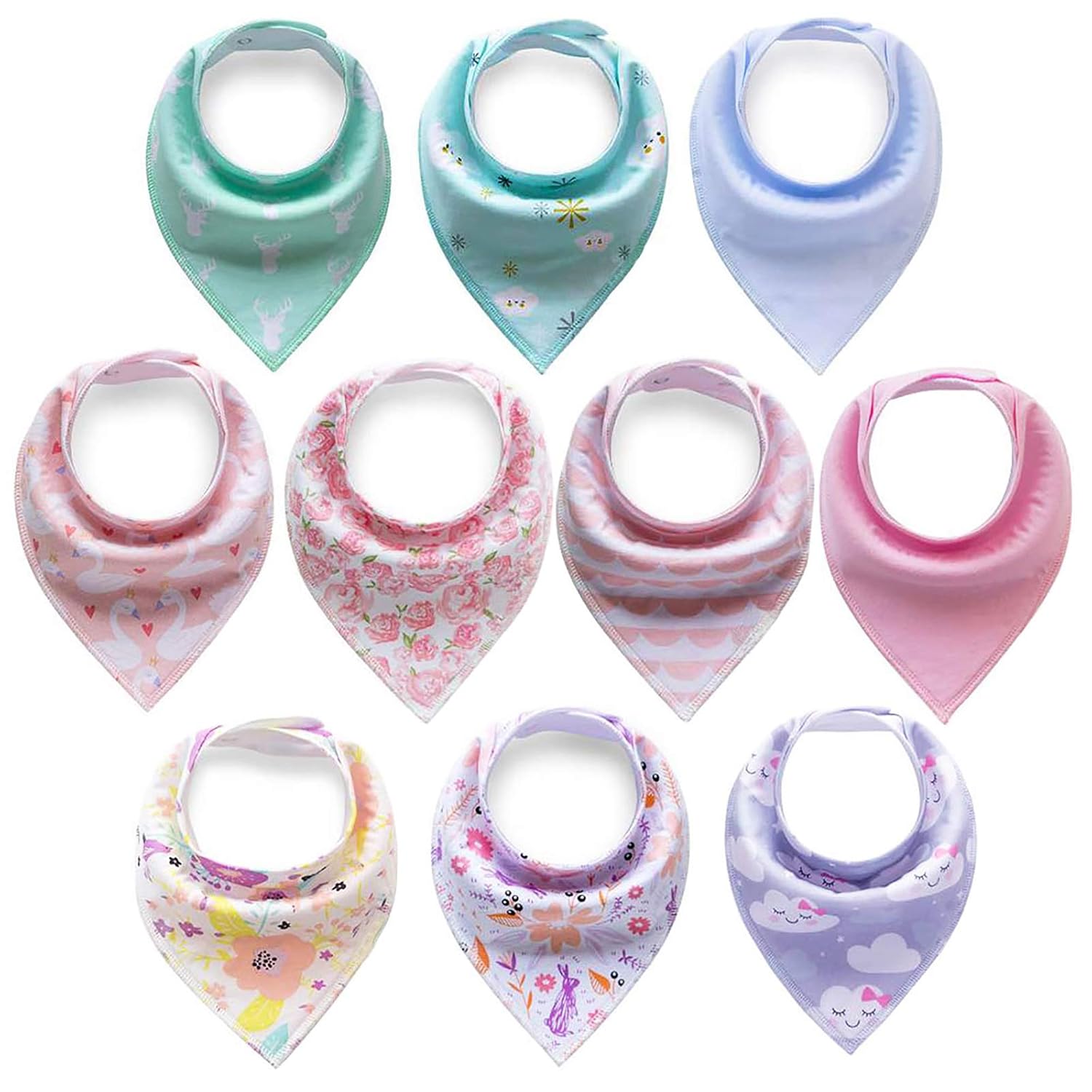 Cherub Baby Bandana Drool Bibs 10 Pack, Absorbent Bandana