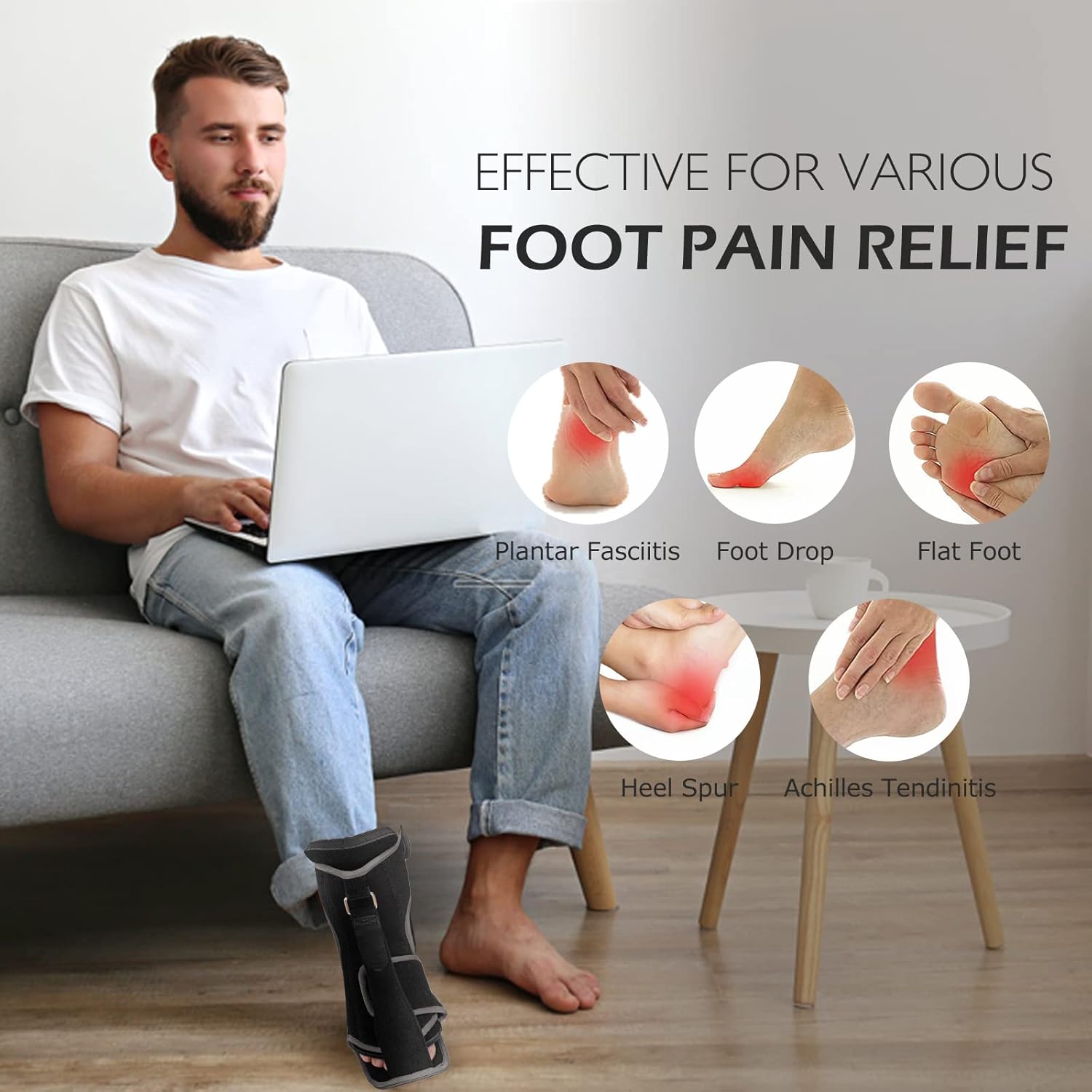Plantar Fasciitis Night Splint: Newly Designed Foot Brace with A Massage Ball for Plantar Fasciitis & Achilles Tendonitis Relief | Foot Drop Support for Heel Spur Arch Ankle Pain for Men & Women : Everything Else