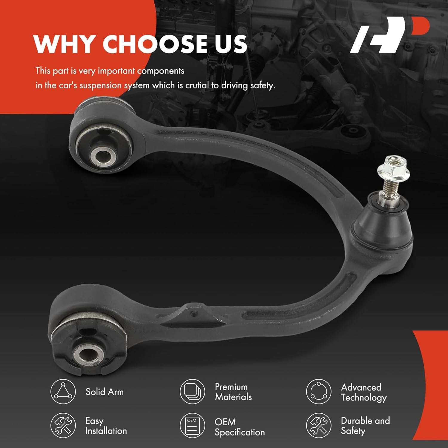 A-Premium Front Right Upper Control Arm with Ball Joint, Compatible with Dodge Charger 2007-2019, Challenger 2017-2019, Magnum 2005-2008 & Chrysler 300 2005-2019, AWD