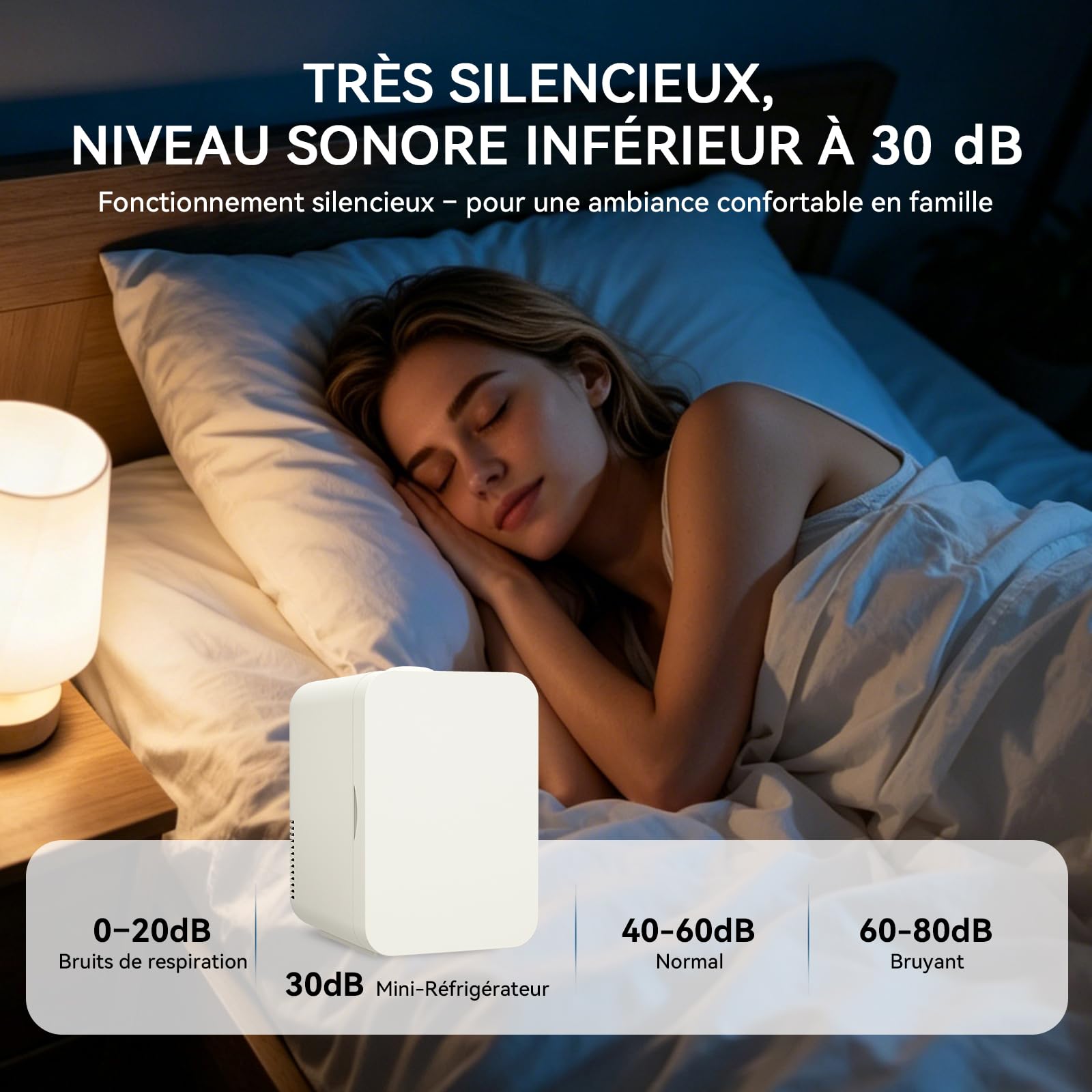 YOURLITE Mini Frigo de Chambre 8L, Mini Réfrigérateur Portable, Fonction Chaud Froid, Silencieux, 12V 240V, Beige