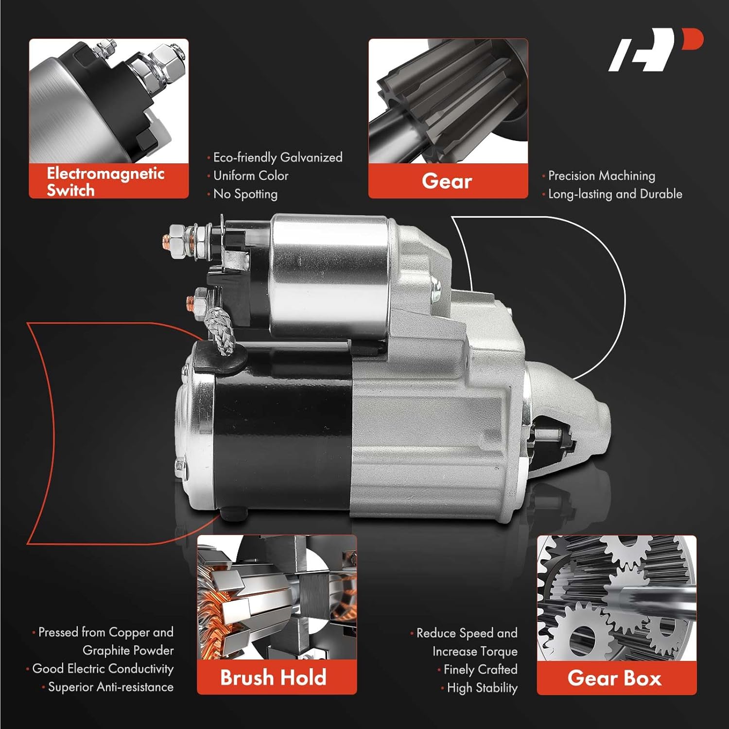 A-Premium Starter Motor Compatible with Fiat 500 2012-2013 1.4L, 12V 1.2KW 12-Teeth Clockwise, Replace # M0T33871, M000T33871