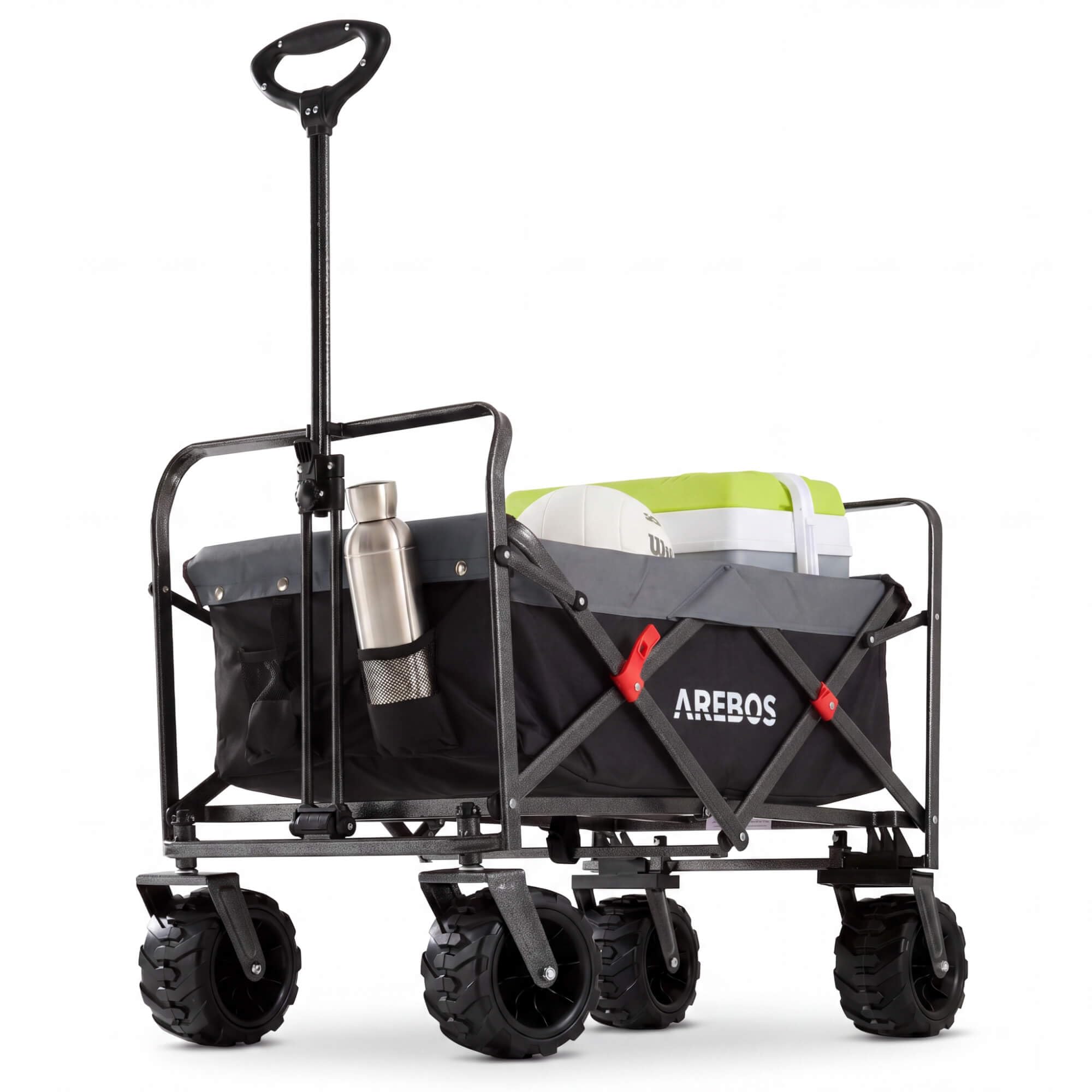 Arebos - Carro Playa | Carrito Plegable Transporte para Jardín | Carrito Plegable para aparatos | MAX 100kg | Negro