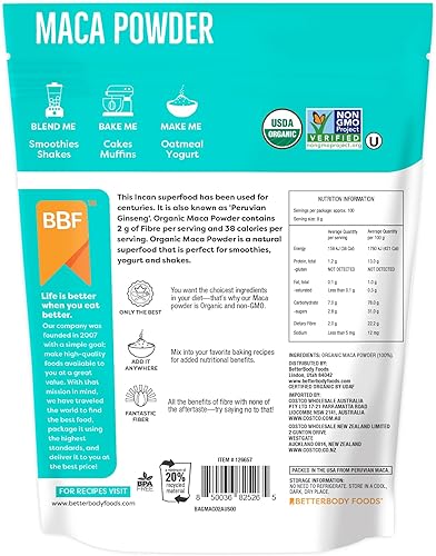 Miniatura 7 de BetterBody Foods - Polvo de maca orgánico, sin GMO y sin gluten, 12 onzas