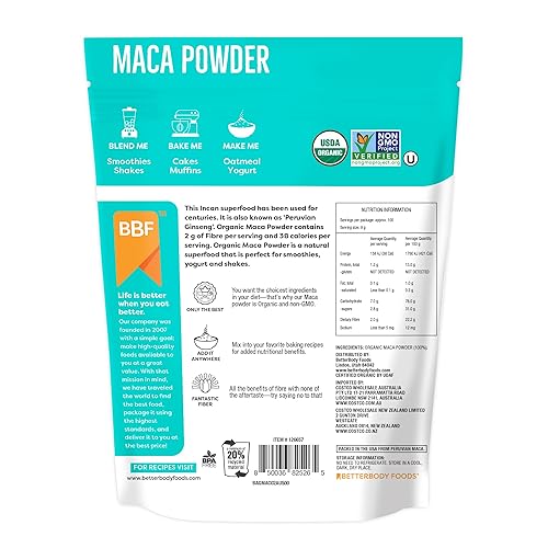 Miniatura 7 de BetterBody Foods Polvo de maca orgánica, sin OMG ni gluten, 12 onzas