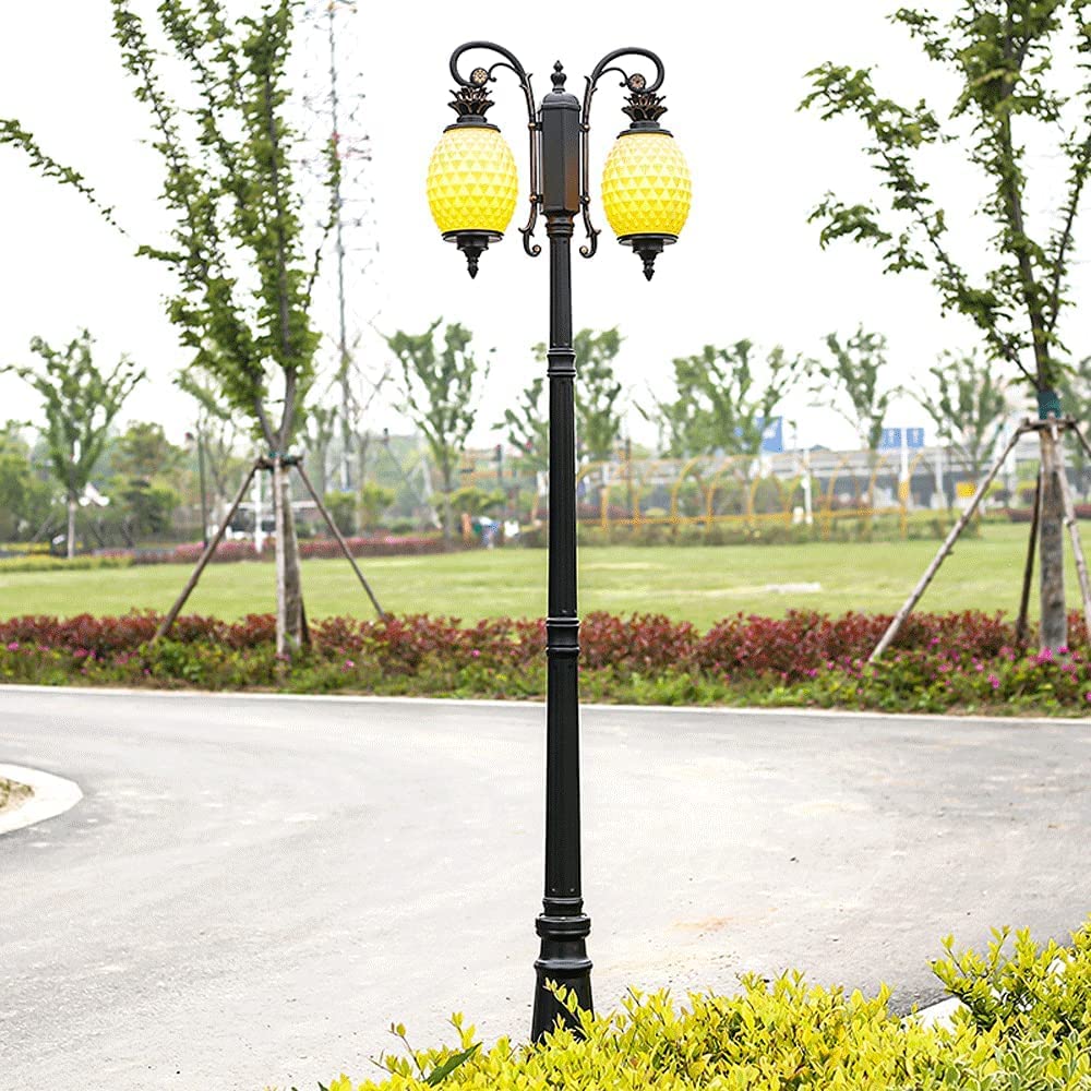 Lanterne Tendance en Acrylique en Forme d'ananas, Lampe de Jardin créative européenne à 2 lumières E27, en métal Aluminium, pour Poteau ou allée extérieure, terrasse ou,