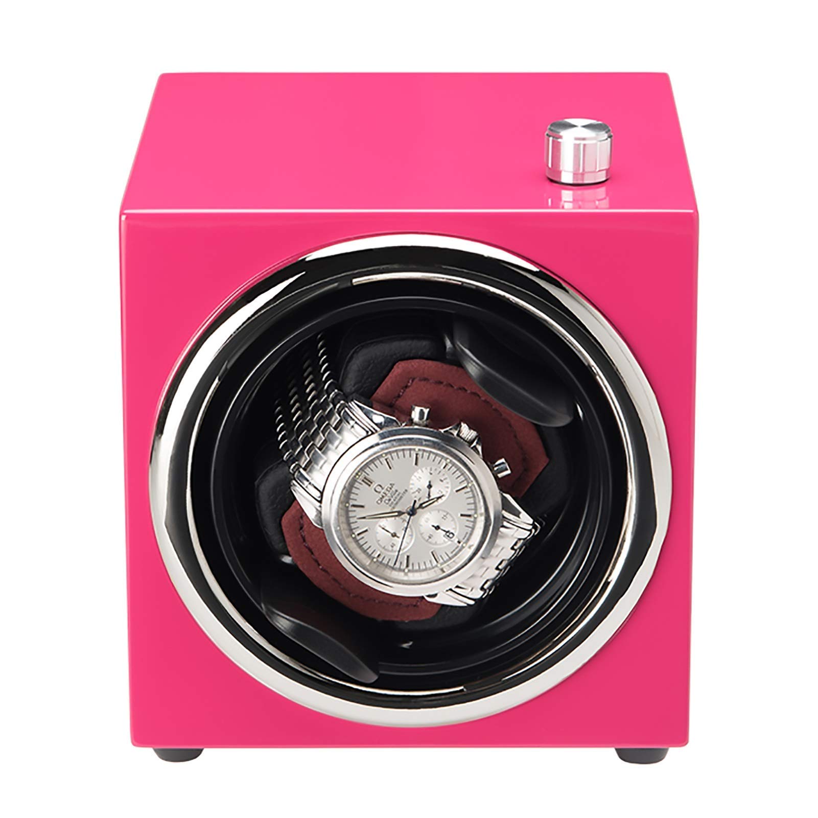 Mini Reloj de 1 Ranura, agitador, Rosa, Azul, Negro, Relojes mecánicos, Soporte de exhibición de bobinado automático, portátil para el hogar (Caja de exhibición de Reloj)