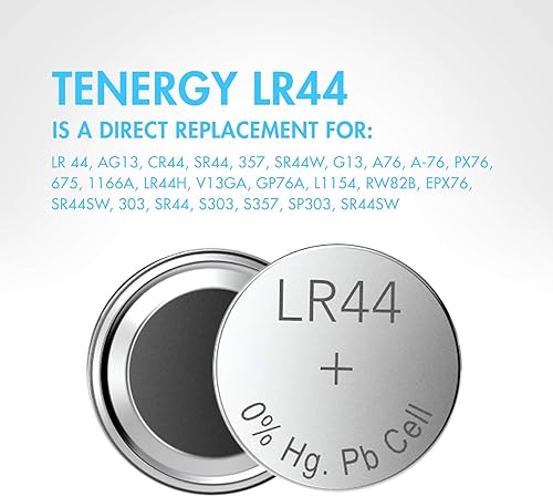 Miniatura 5 de Tenergy Batería de 1,5 voltios LR44, pila de botón LR44, equivalente a baterías ag13LR44, ideal para relojes, punteros láser, juguetes pequeños,