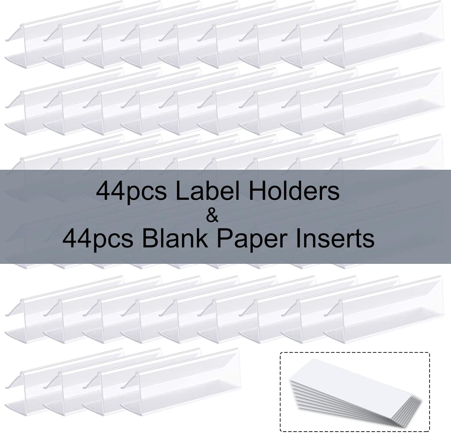 Shelf Label Holder,ChanQnTon 44PCS 3X7/8'' Shelf Labels,Tag Ticket Sign Label Holders Clip On for 5/8'' to 3/4'' Thick Shelves with Matched Blank Inserts : Office Products