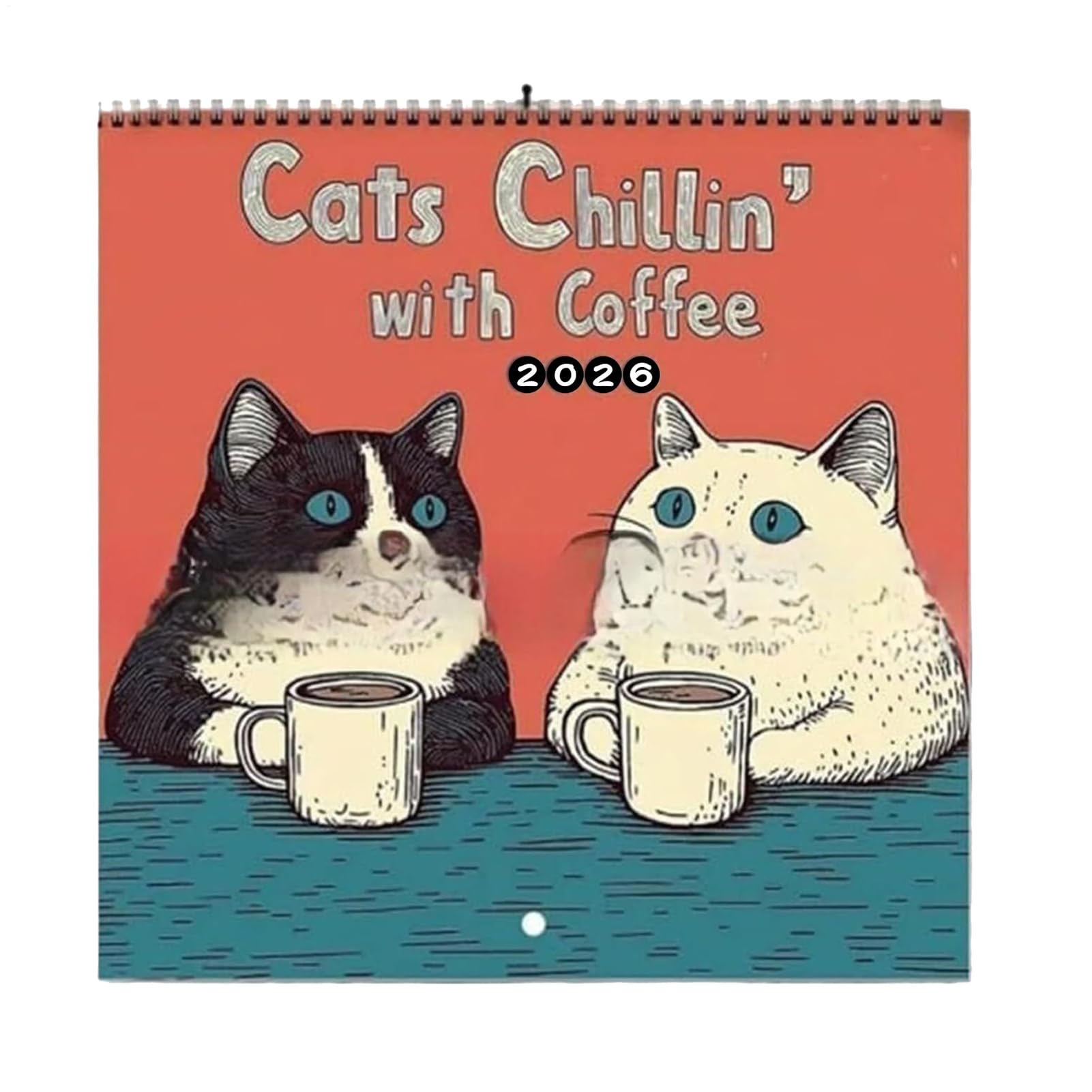 Amazon | 猫 カレンダー 2025 壁掛け、かわいい猫カレンダー、コーヒー