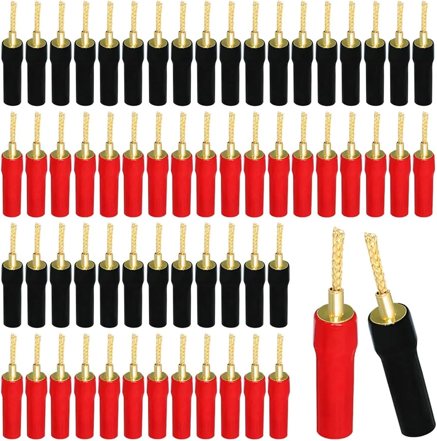 50 Pieces Set Gold Plated Audio Banana Connectors Audio Speaker Cable Amplifier Cable Plugs Jack(50 Pieces)