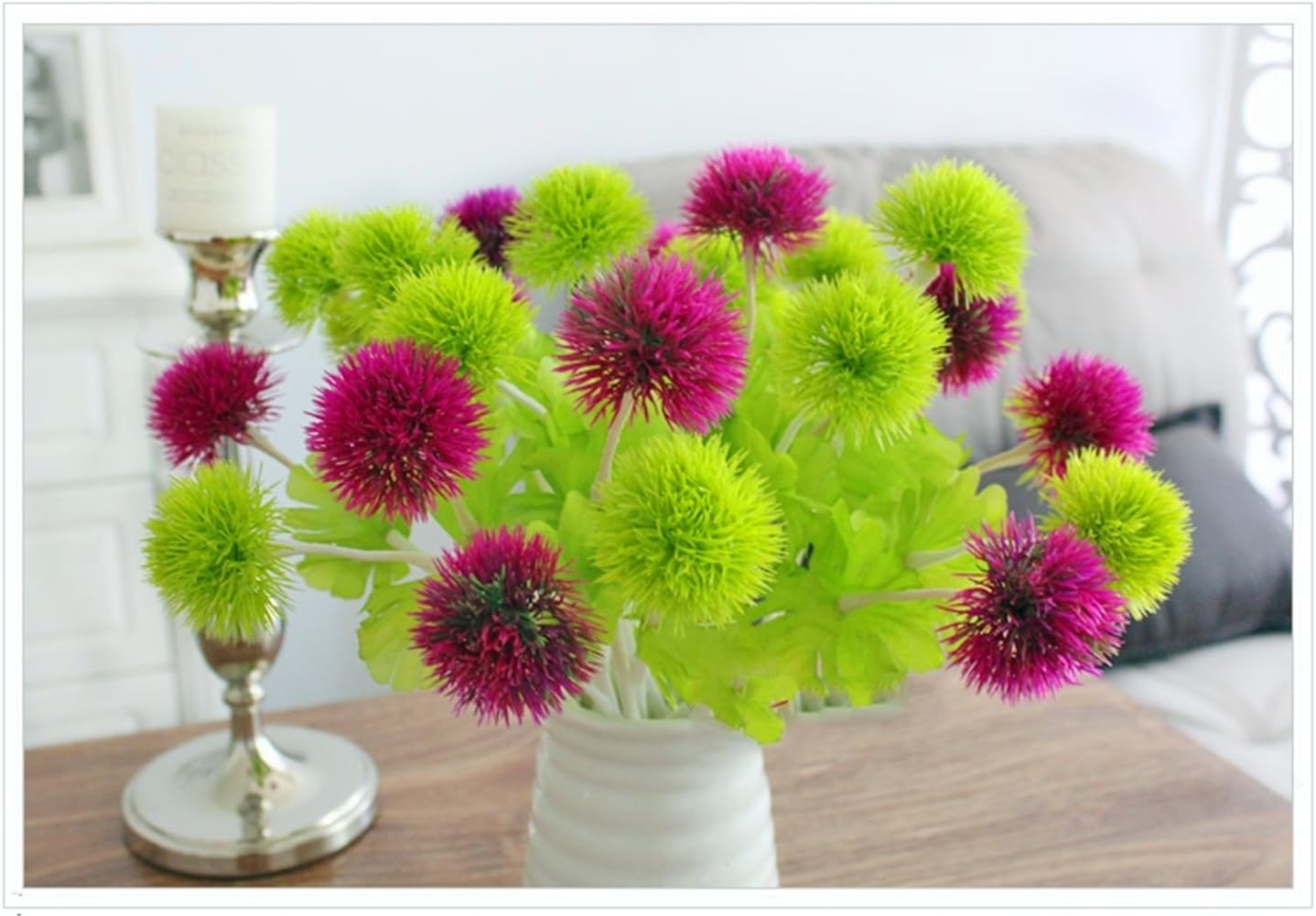 Dandelion,Grass ball flower,Artificial Flowers,Fake Flowers,Silk Flowers,Bouquet,Real Touch Flower（24 PCS）