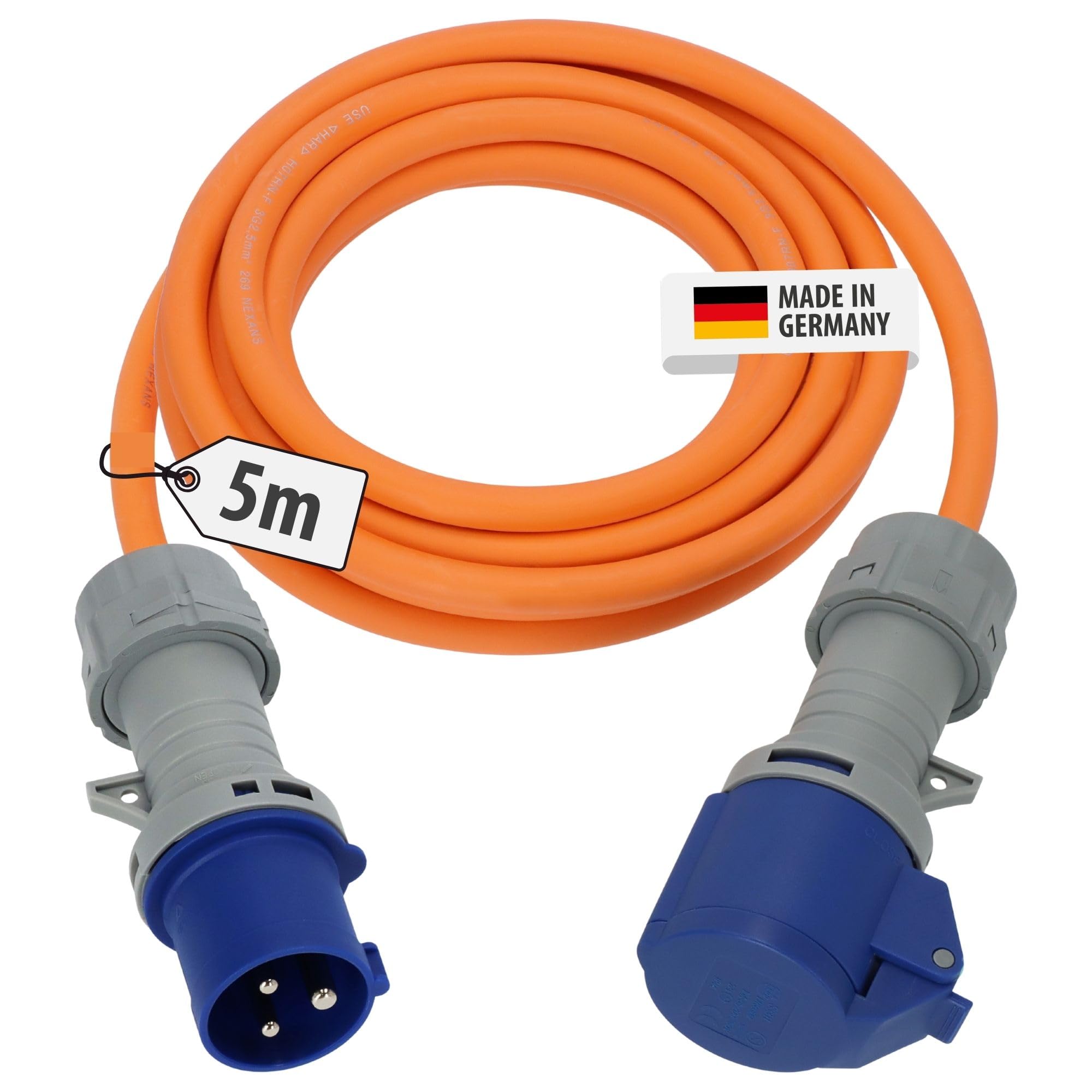 Brennenstuhl CEE 230V przedłużacz kempingowy 5m z wskaźnikiem napięcia LED (kabel H07RN-F 3G2,5, kabel zasilający do campingu do stałego użytkowania na zewnątrz IP44, Made in Germany)