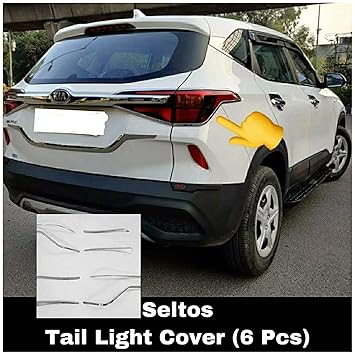 CARMART Imported Tail Light Garnish for SELTOS (Silver) - Set of 4