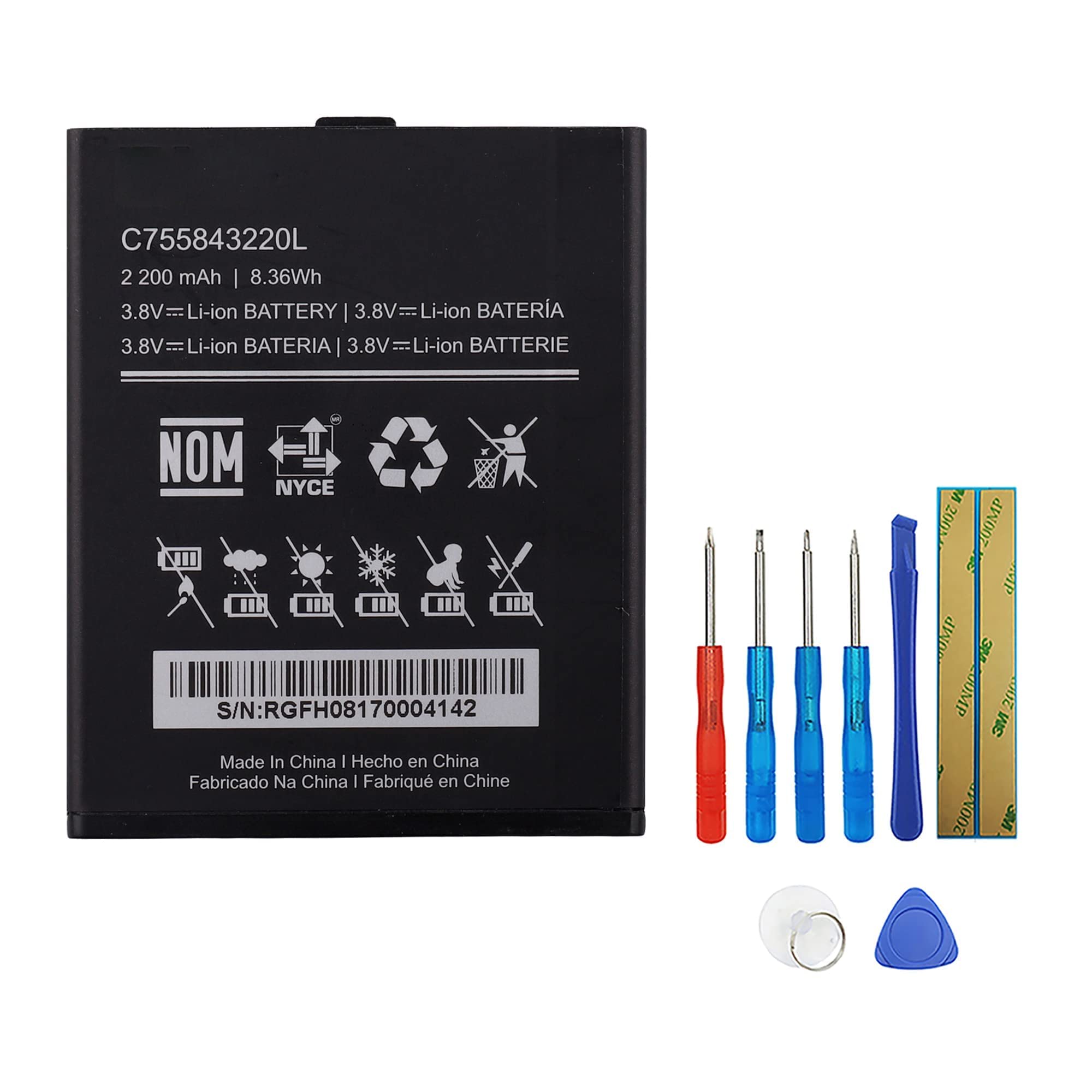 SWARK Battery C755843220L for BLU Studio G2 S010Q S010 & BLU Studio G HD LTE S0250UU with tools