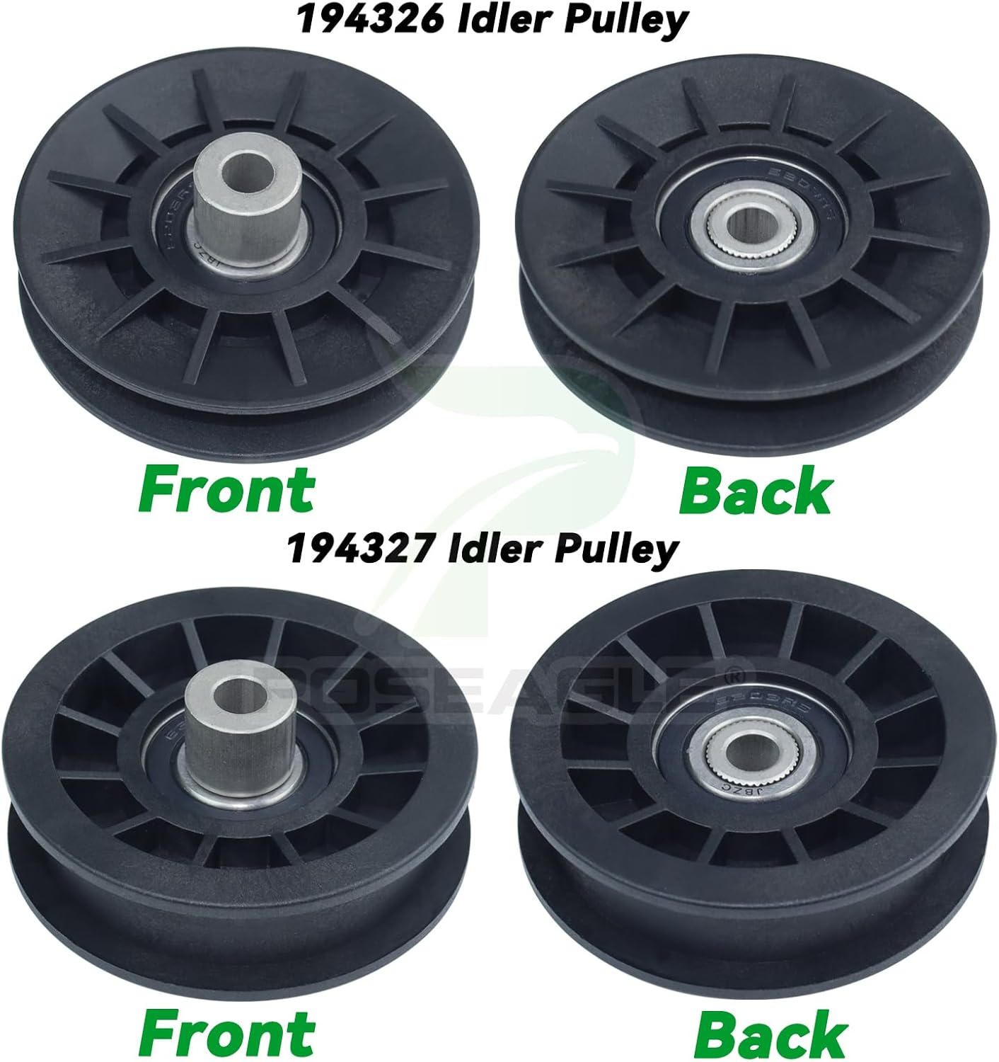 2 Pack 532194326 V-Groove Idler Pulley with 532194327 Flat Idler Pulley 592855201 Belt 1/2x93 and Hardware Kit for Husqvarna YTH22v46 YTH24v48 YTH20k46 YTH2348 YTH1542xp LGT2654 Ride Mowers