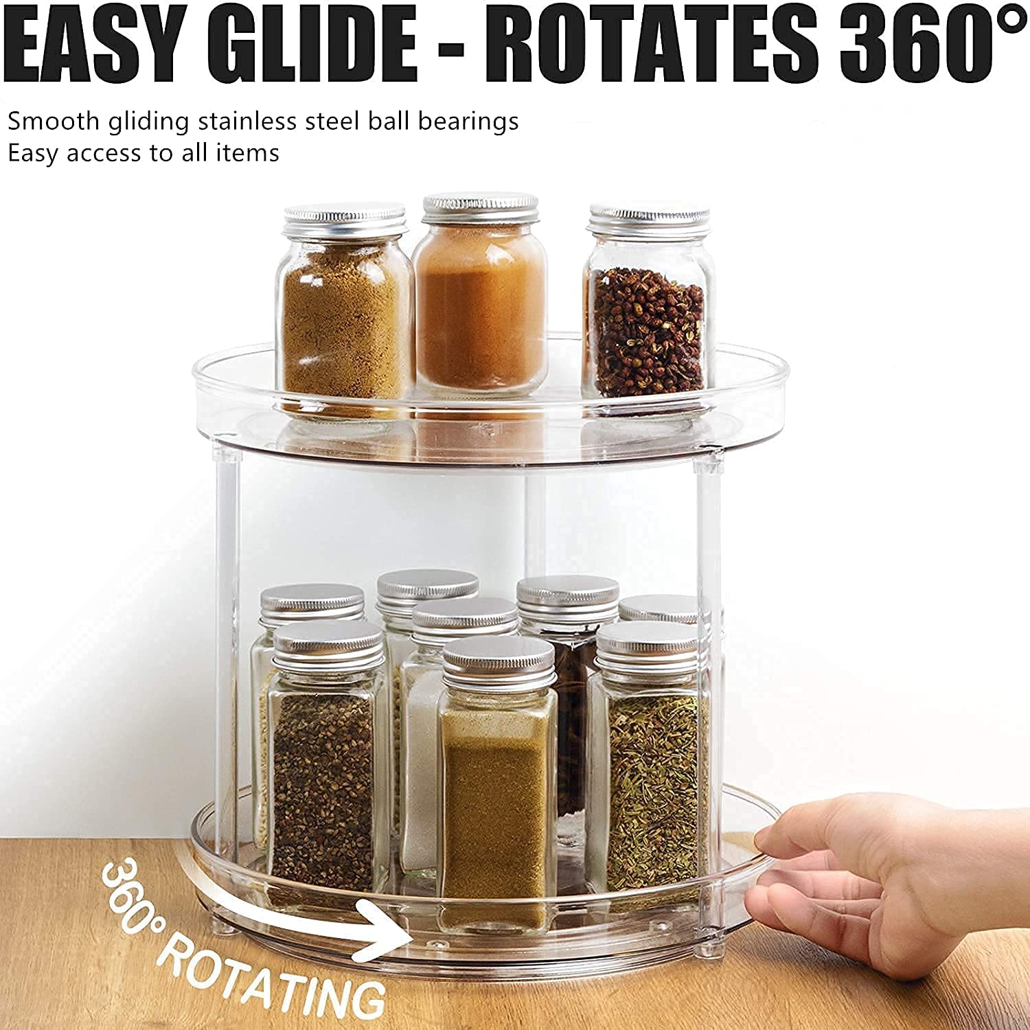 QIYILE Drehteller Lazy Susan - Drehplatte 29,5cm Für Gewürze & Kosmetik, Rutschfester Drehorganizer