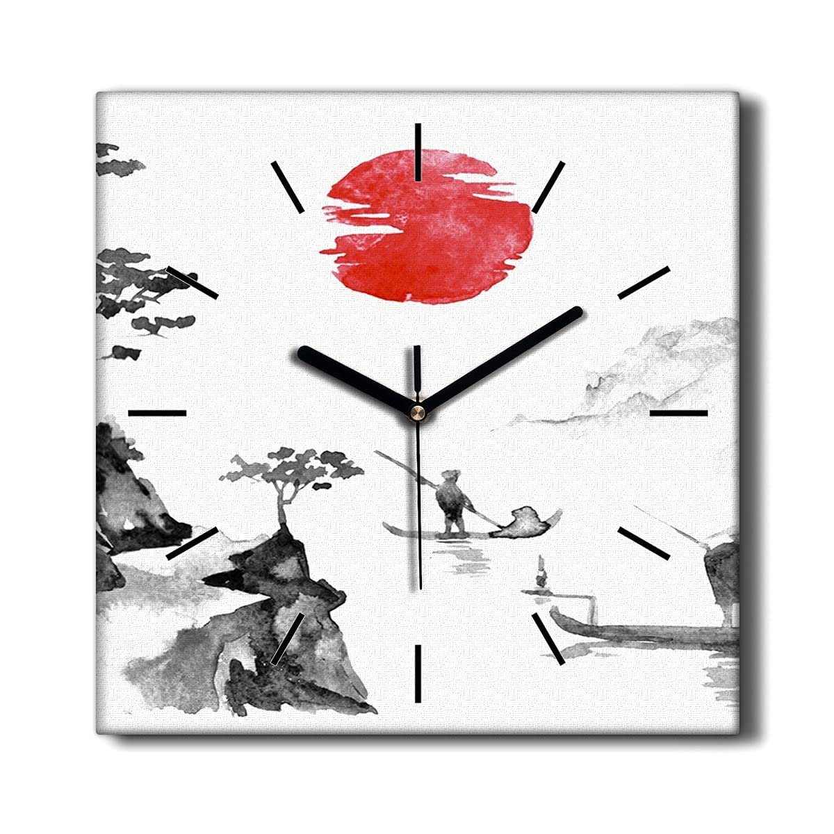 Horloge murale sans tic-tac Coloray encre japonaise 30x30 cm pour salon silencieux