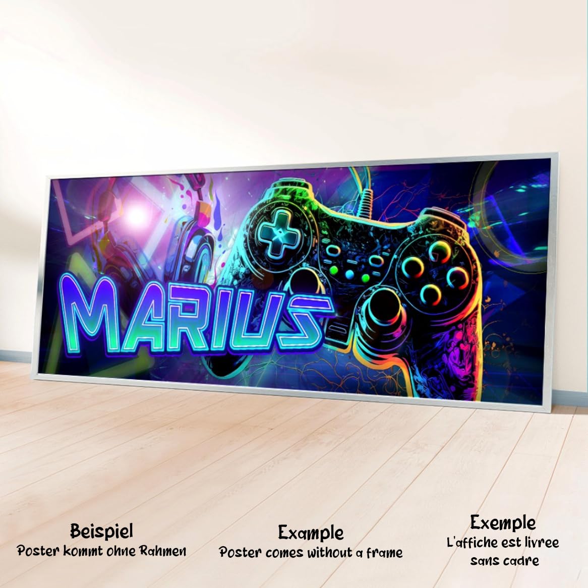 tjapalo® vz122 Gamer poster mit Namen personalisiert gaming Wanddeko gamer Bild für die Wand Wandbild Jugendzimmer gamer Poster gaming zimmer Bilder für Teenager, Größen Name: B140xH50cm
