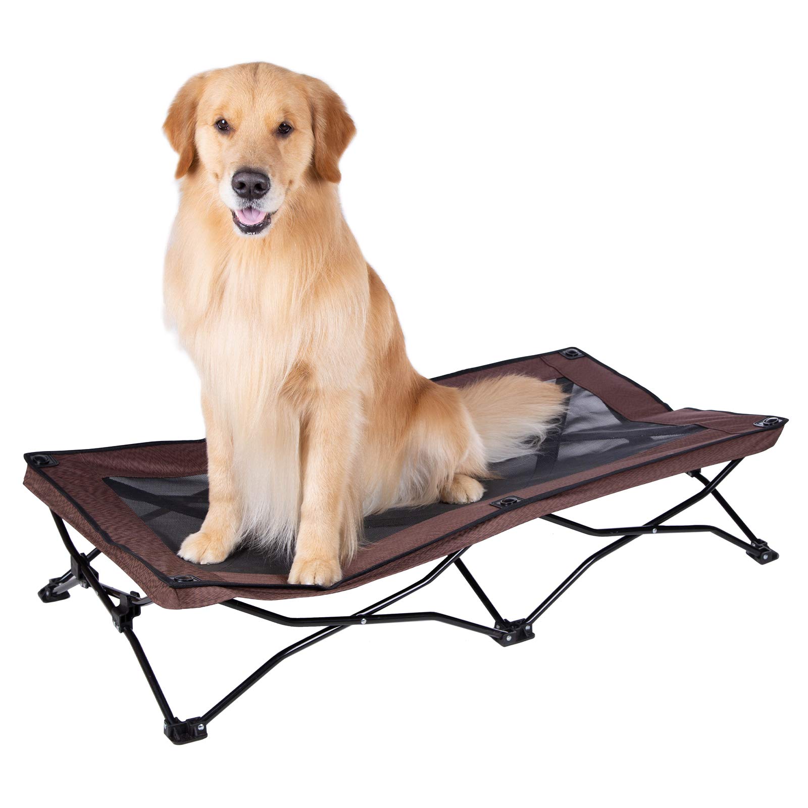Veehoo Folding Elevated Dog Bed - Portable Raised Dog Cot for Camping, No Assembly Required, Cooling Pet Bed with Breathable & Washable Textilene Mesh for Indoor & Outdoor Use