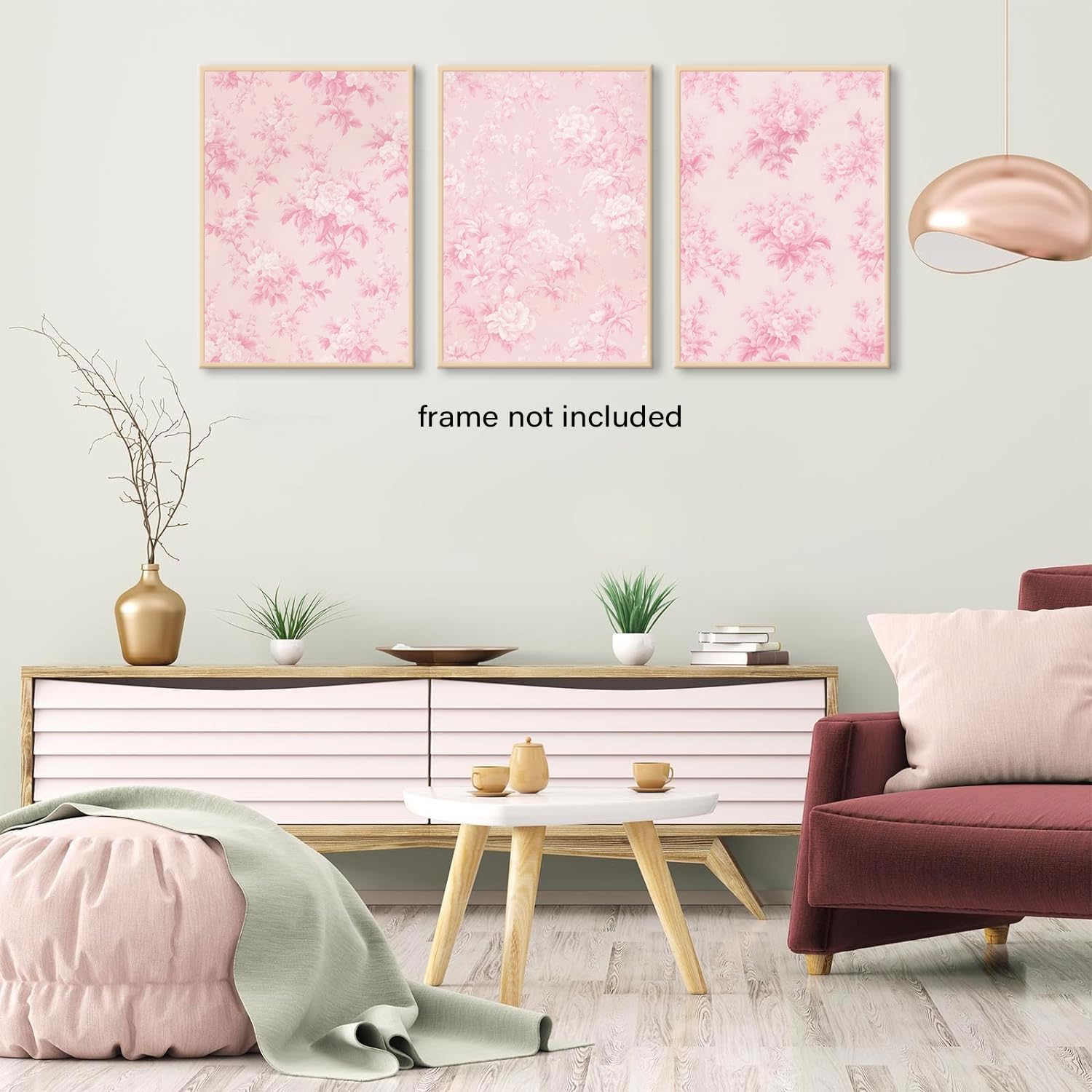 LYPHNX Pink Chinoiserie Flower Poster Wall Art light Pink Love Shack Fancy Canvas Decor Paintings Set of 3 Blush Pink Painting Pictures Home Decor for bedroom Living room Bathroom 16"x24" Unframed