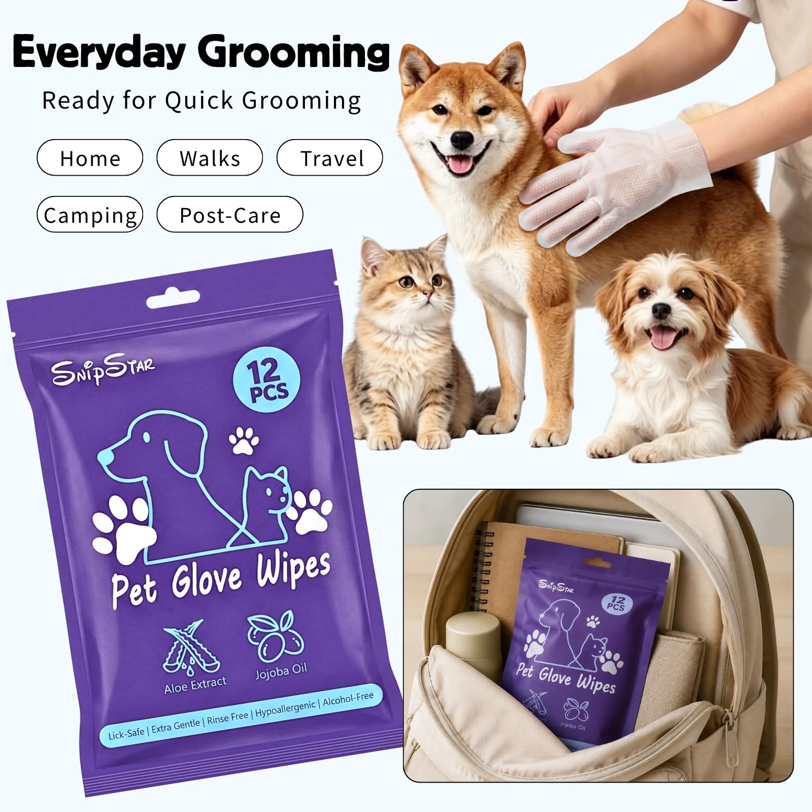 Lingettes pour gants pour animaux de compagnie (36 pièces)