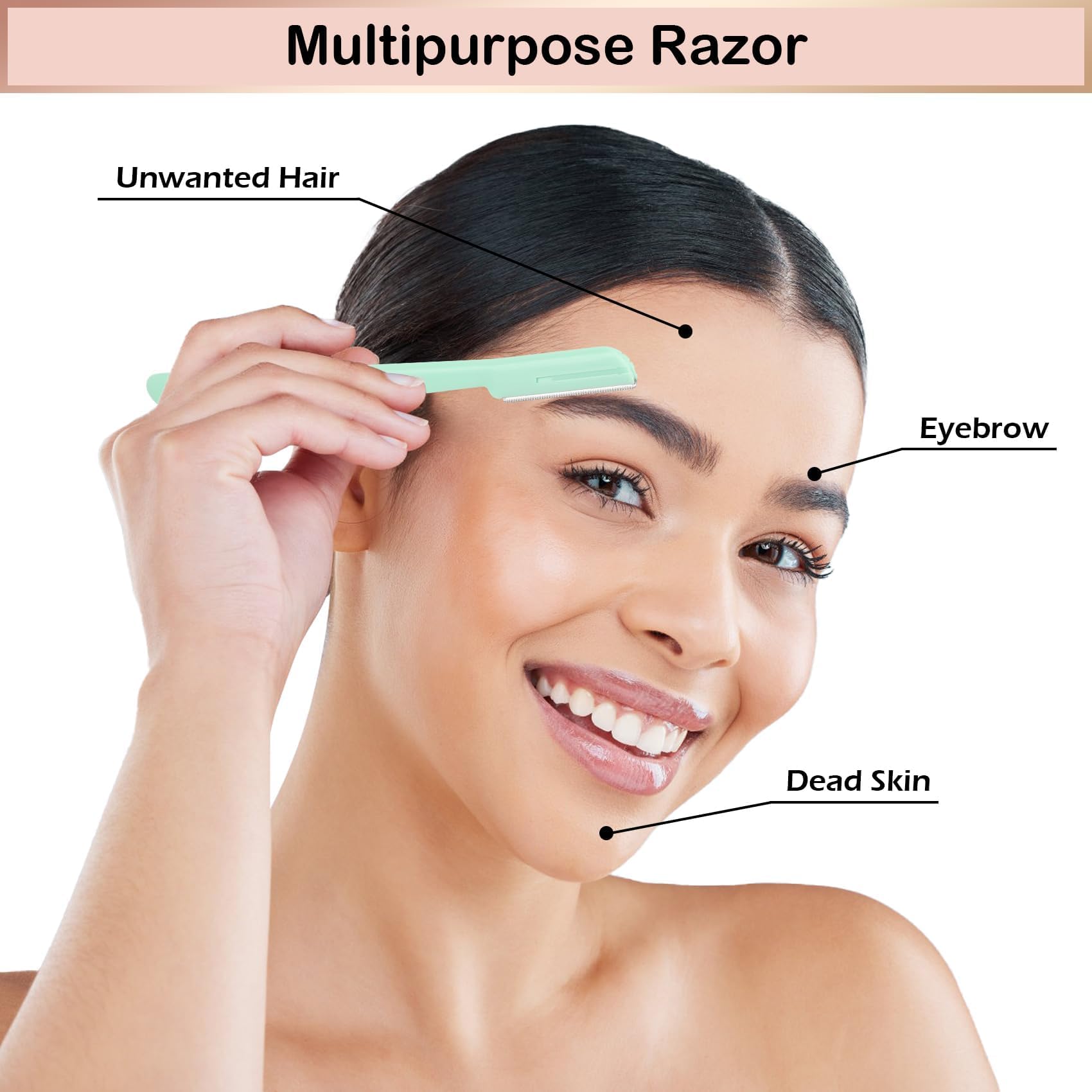 Confezione da 12 rasoi per sopracciglia, Dermaplane, con copertura lama, per donne, strumento per dermaplaning, per la rimozione dei peli del viso, per donne e uomini, sicuro e adatto ai principianti