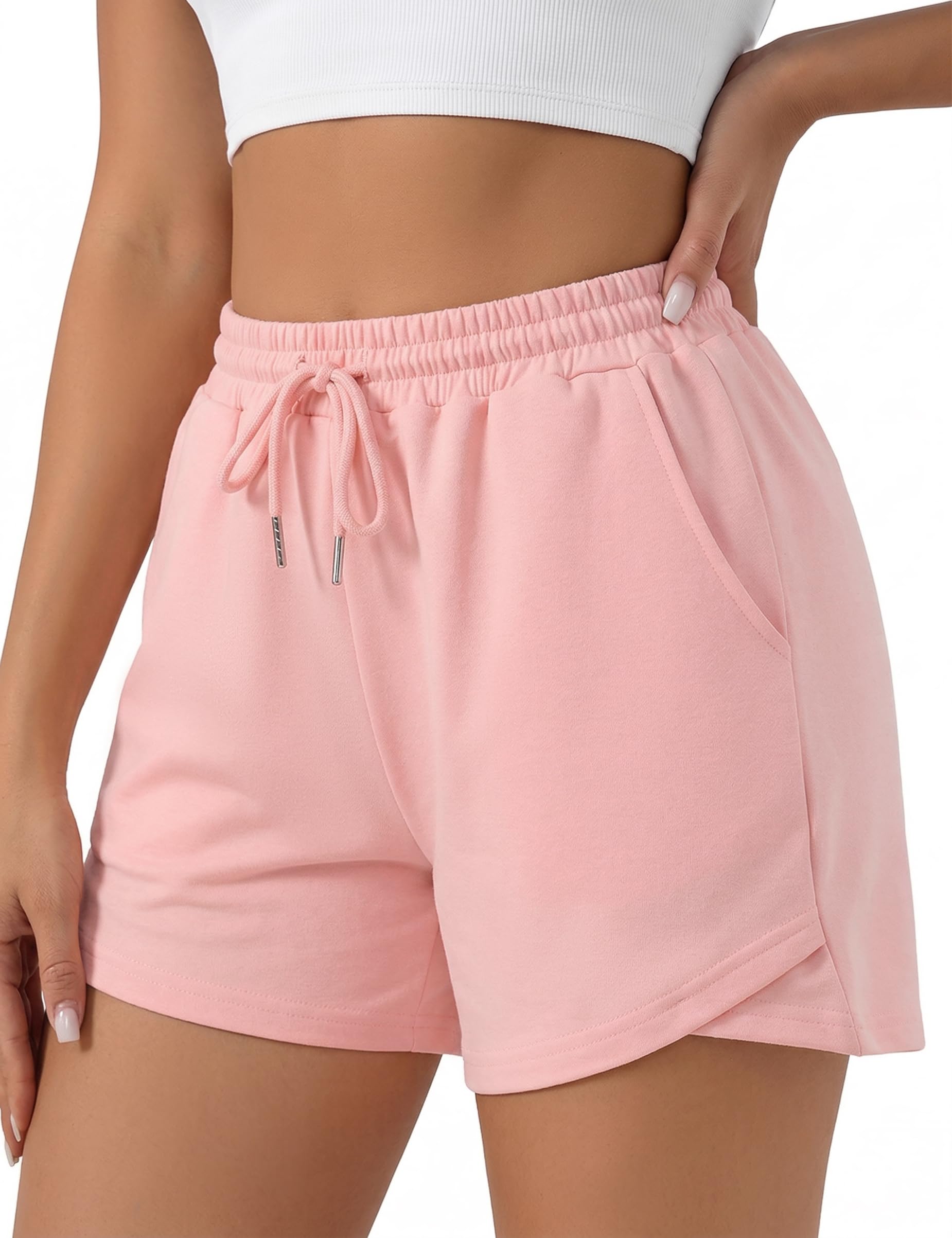 Litherday Shorts Damen Sommer Kurze Jogginghose Sommer Sportshorts Baumwolle Freizeitshorts mit Taschen Lässige für Running Gym Fitness