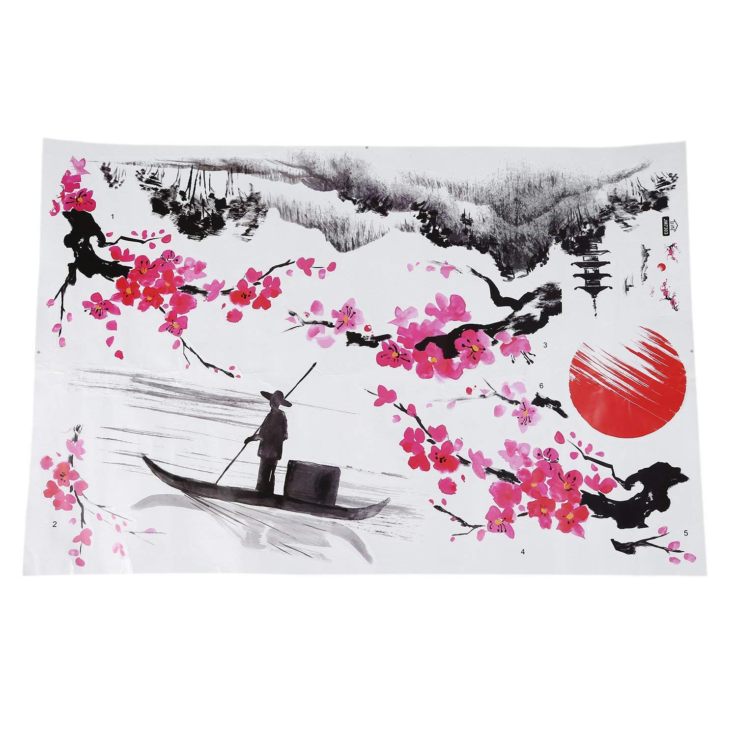 Beauneo Removable Art PVC Classical Chinese Wall Stickers Mural Decal DIY Home Decor: Peach blossom