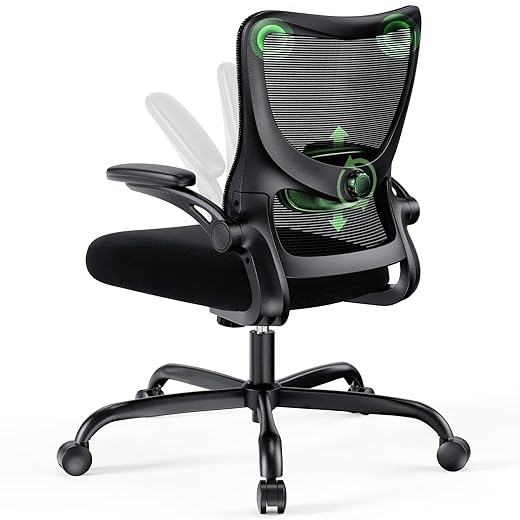 Marsail Ergonomic Office Chair with Adjustable Lumbar Support, 3-Way PU Armrests & Breathable Mesh for Home Office and Gaming