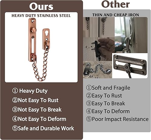 Miniatura 8 de Alise Cerradura de protección de puerta de cadena, cerraduras de cadena de puerta con resorte de seguridad antirrobo, cerraduras de cadena para