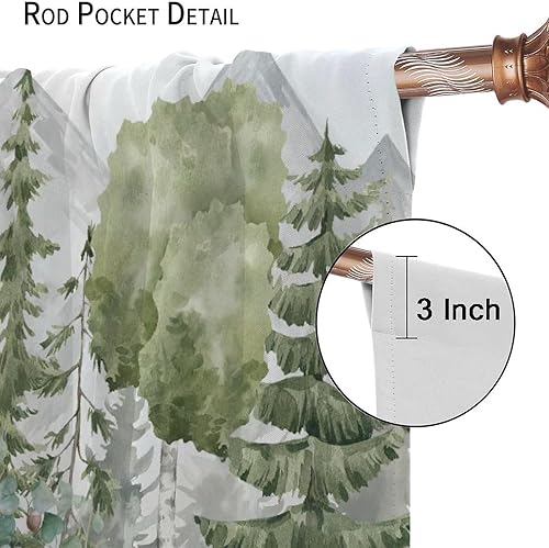 Miniatura 4 de Cortinas con estampado de animales del bosque, zorro, alce, pájaro, acuarela, bosque, para niños, guardería, dormitorio, sala de estar, decoración