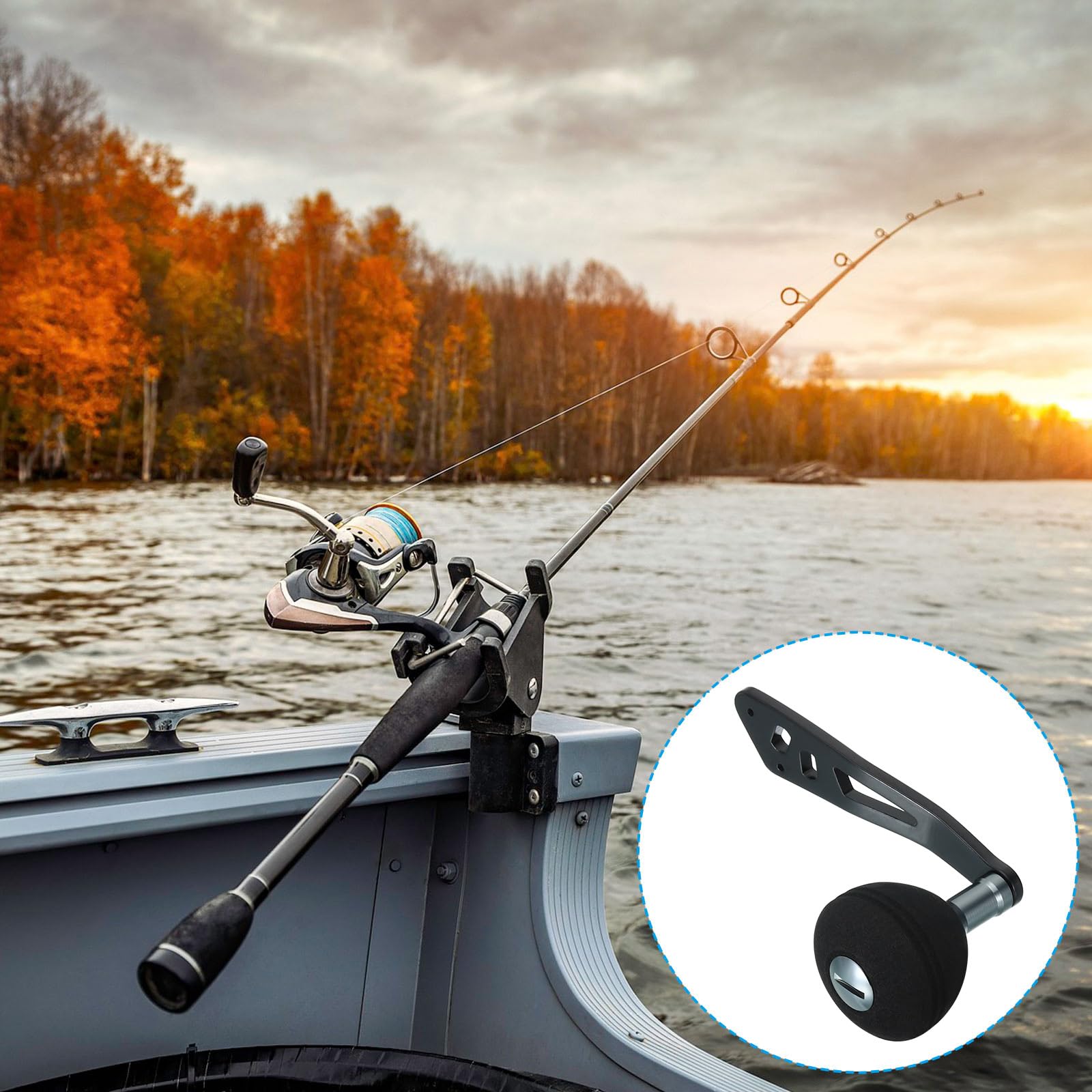PATIKIL Baitcasting Power Handle - Juego de 3 mangos de carrete de pesca de metal EVA, piezas de repuesto para accesorios de brazo basculante, color negro